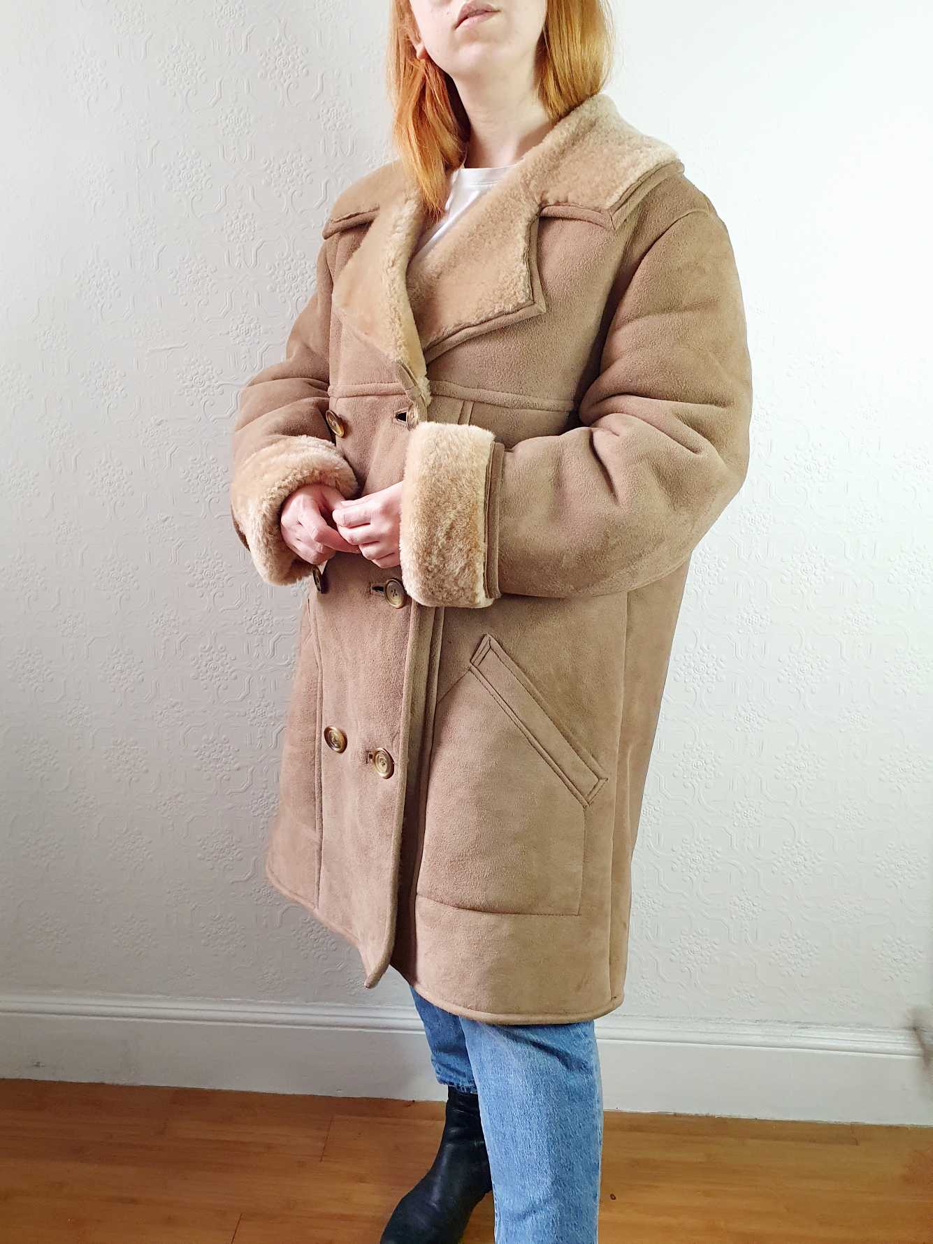 Vintage Brown Genuine Sheepskin Jacket - XL - Image 2