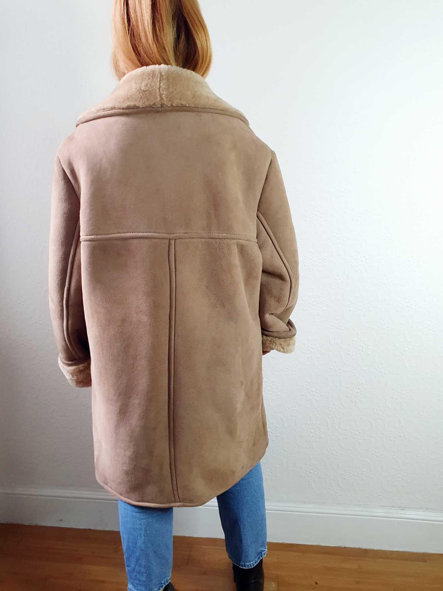 Vintage Brown Genuine Sheepskin Jacket - XL - Image 3