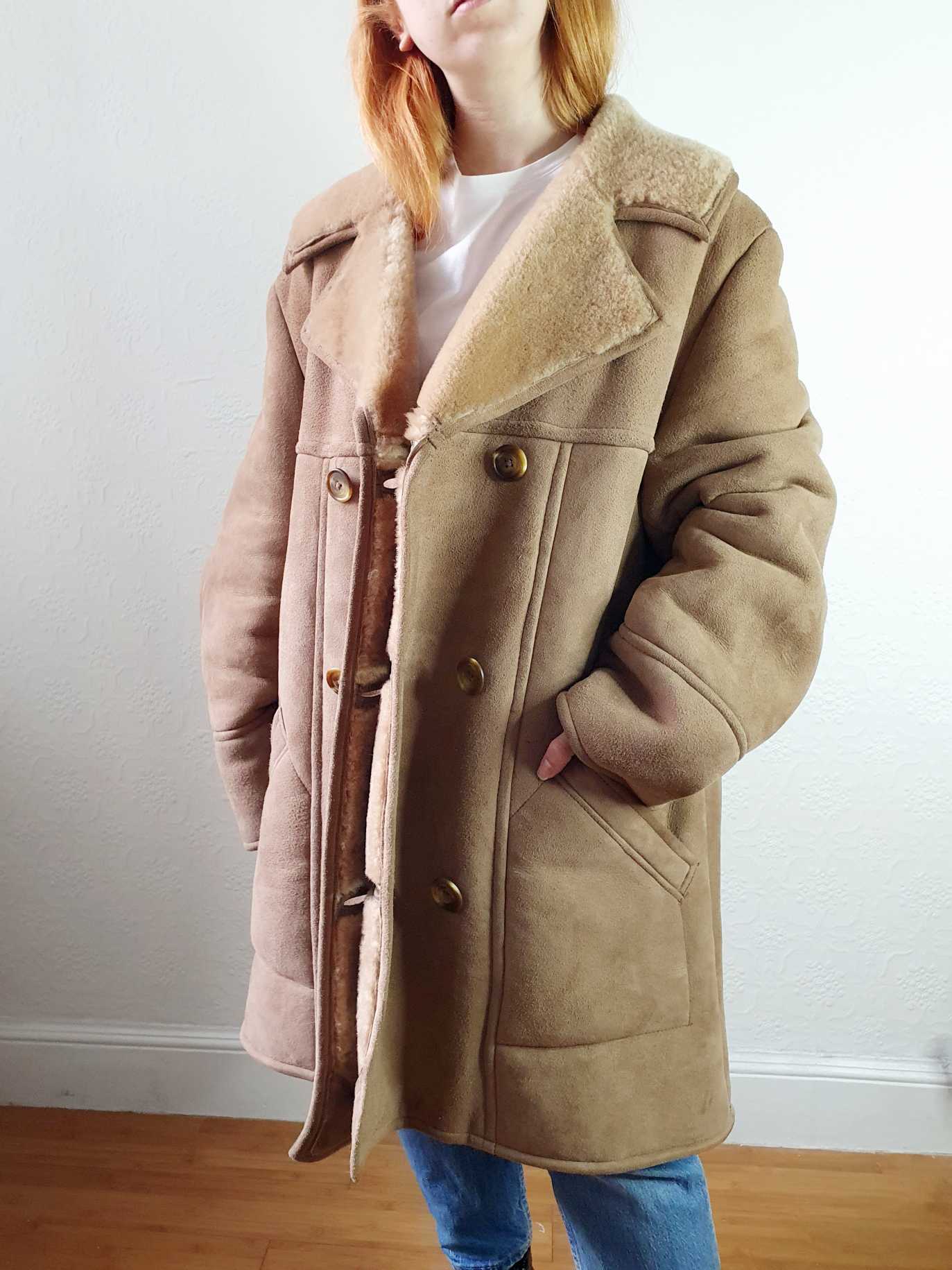 Vintage Brown Genuine Sheepskin Jacket - XL - Image 4