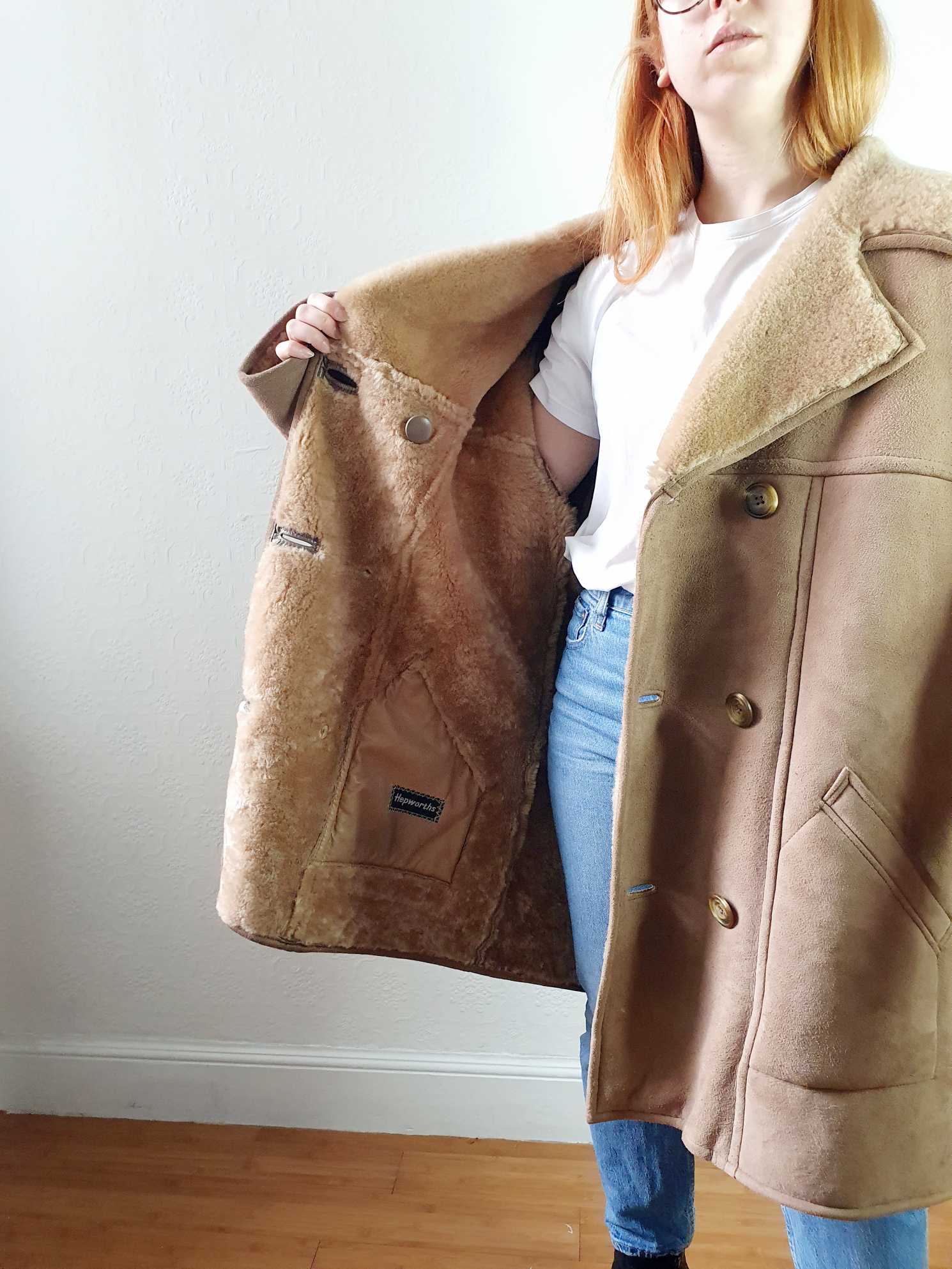 Vintage Brown Genuine Sheepskin Jacket - XL - Image 5