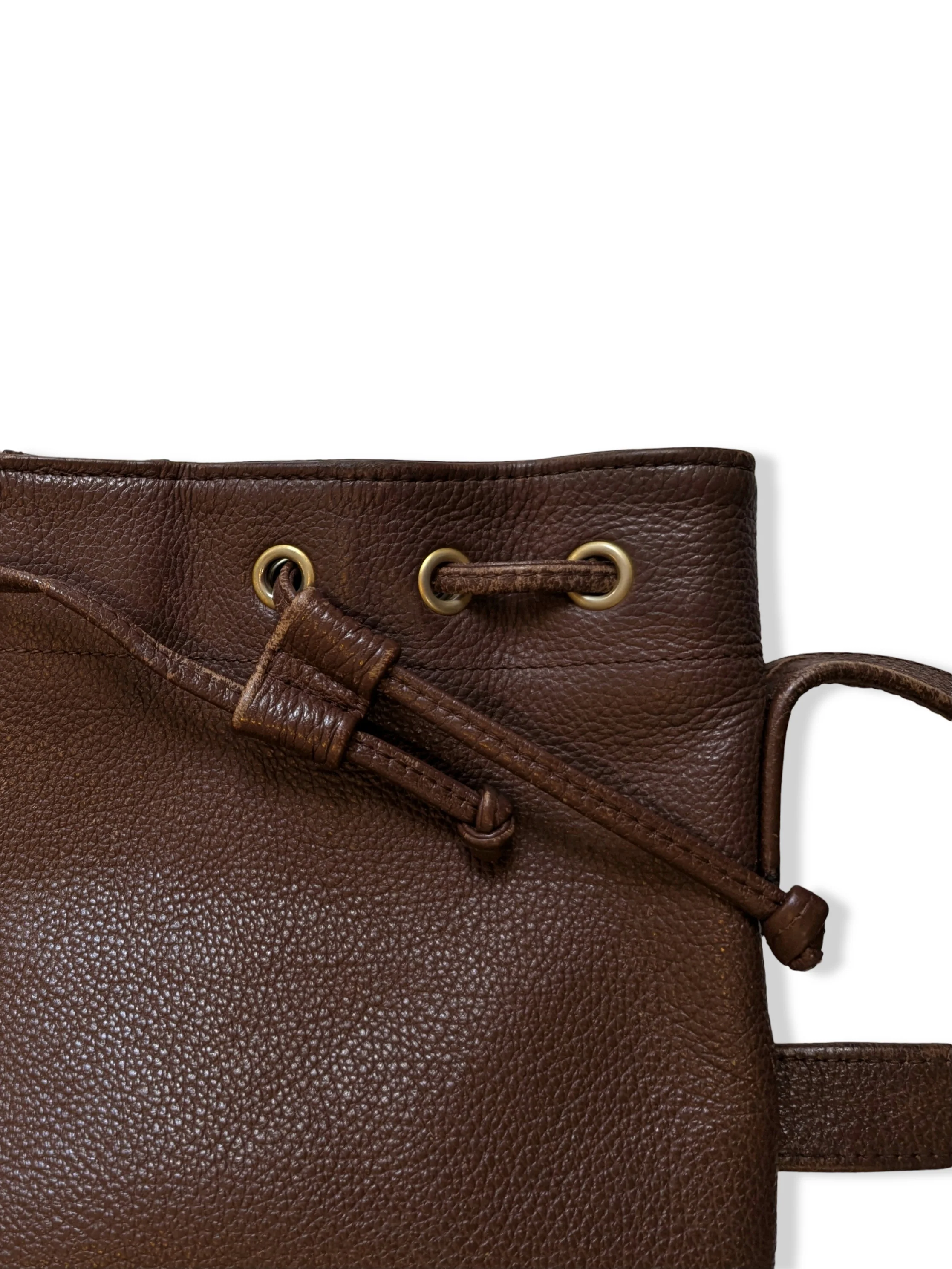 Vintage Brown Leather Bucket Handbag - Image 4