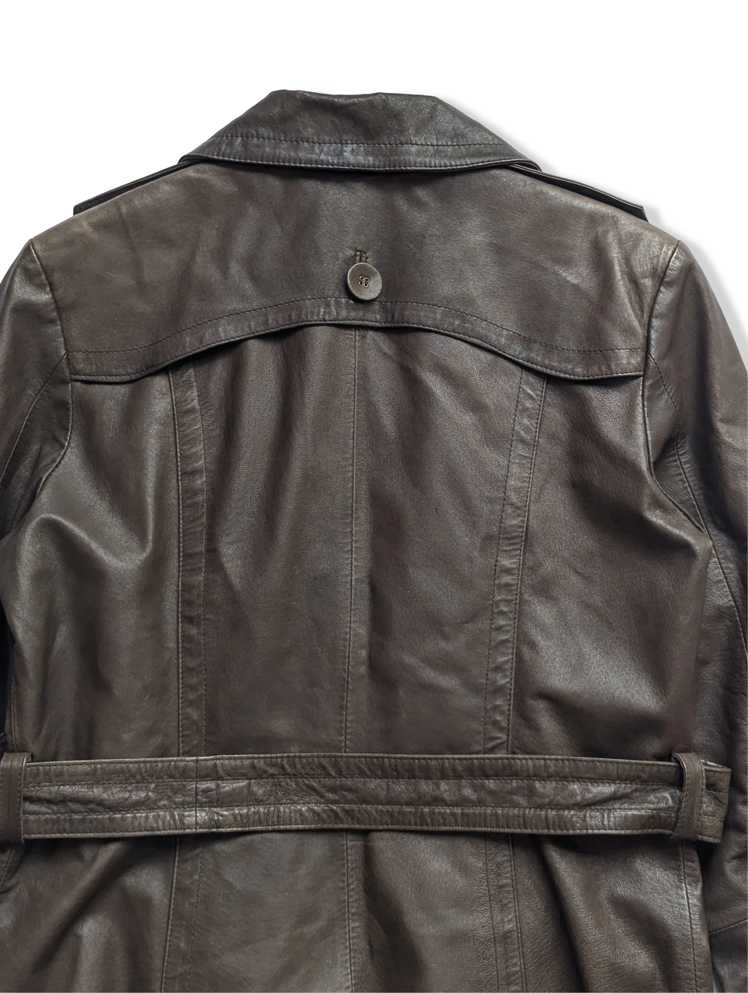 Vintage Brown Leather Trench Coat - XS/S - Image 5