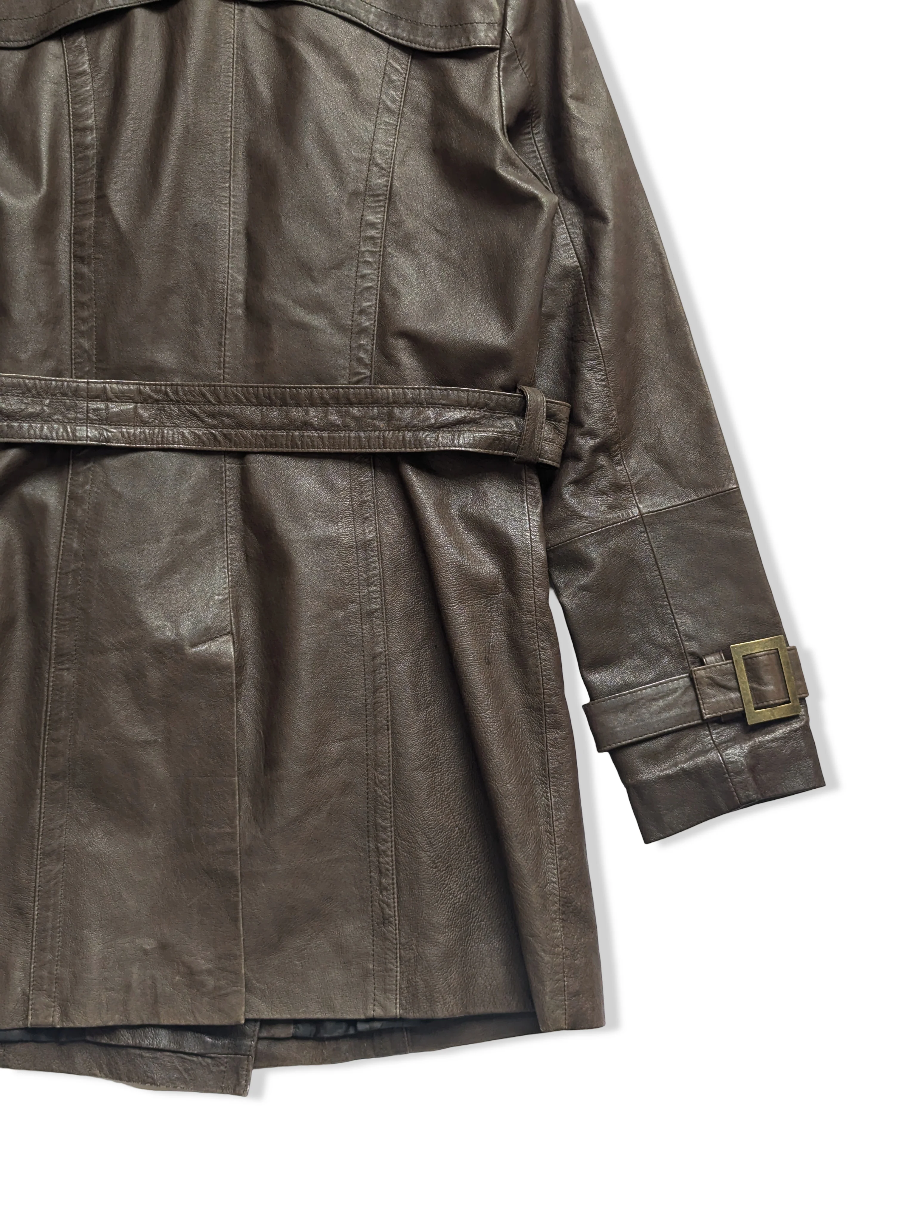 Vintage Brown Leather Trench Coat - XS/S - Image 6
