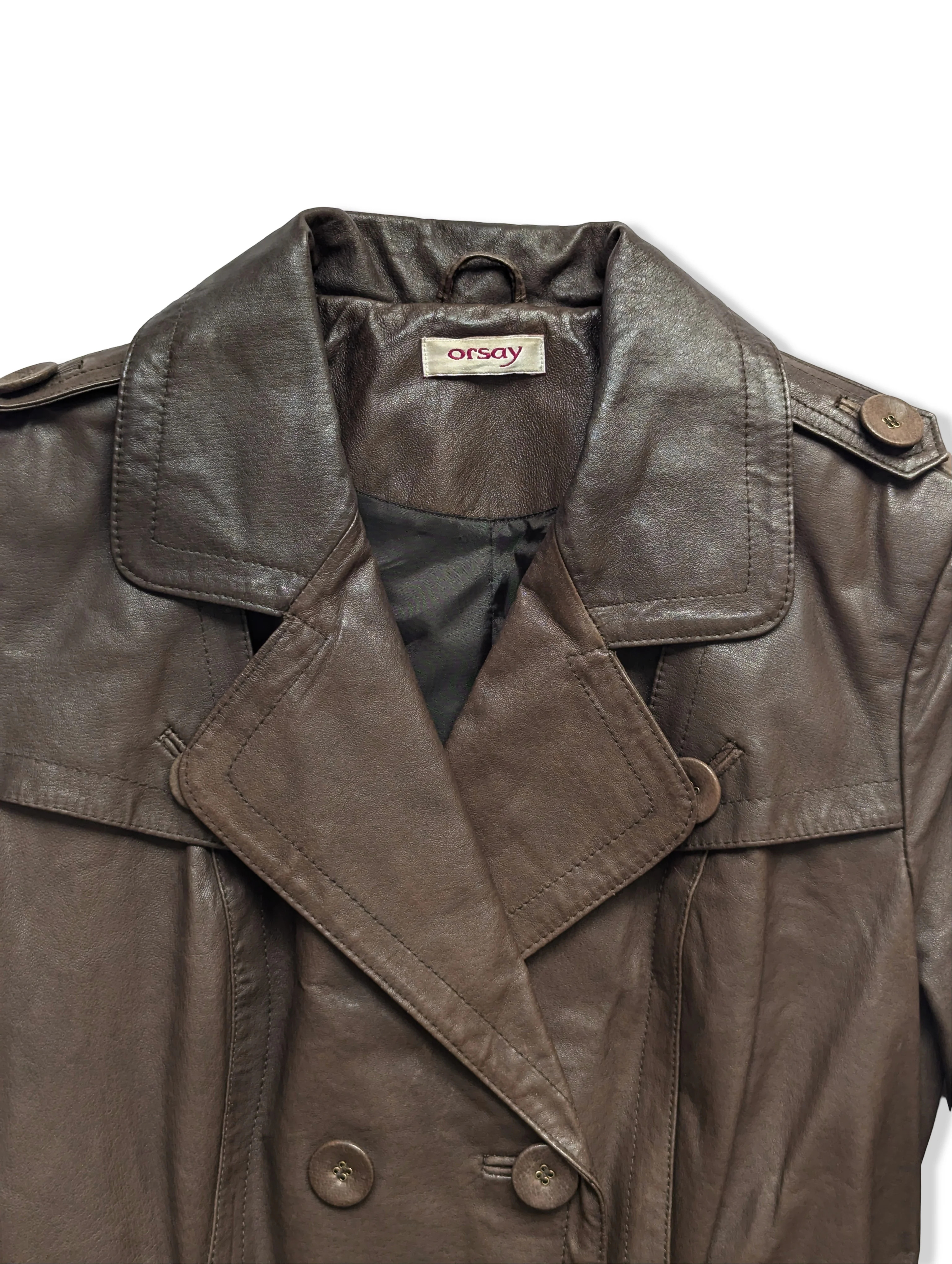 Vintage Brown Leather Trench Coat - XS/S - Image 8