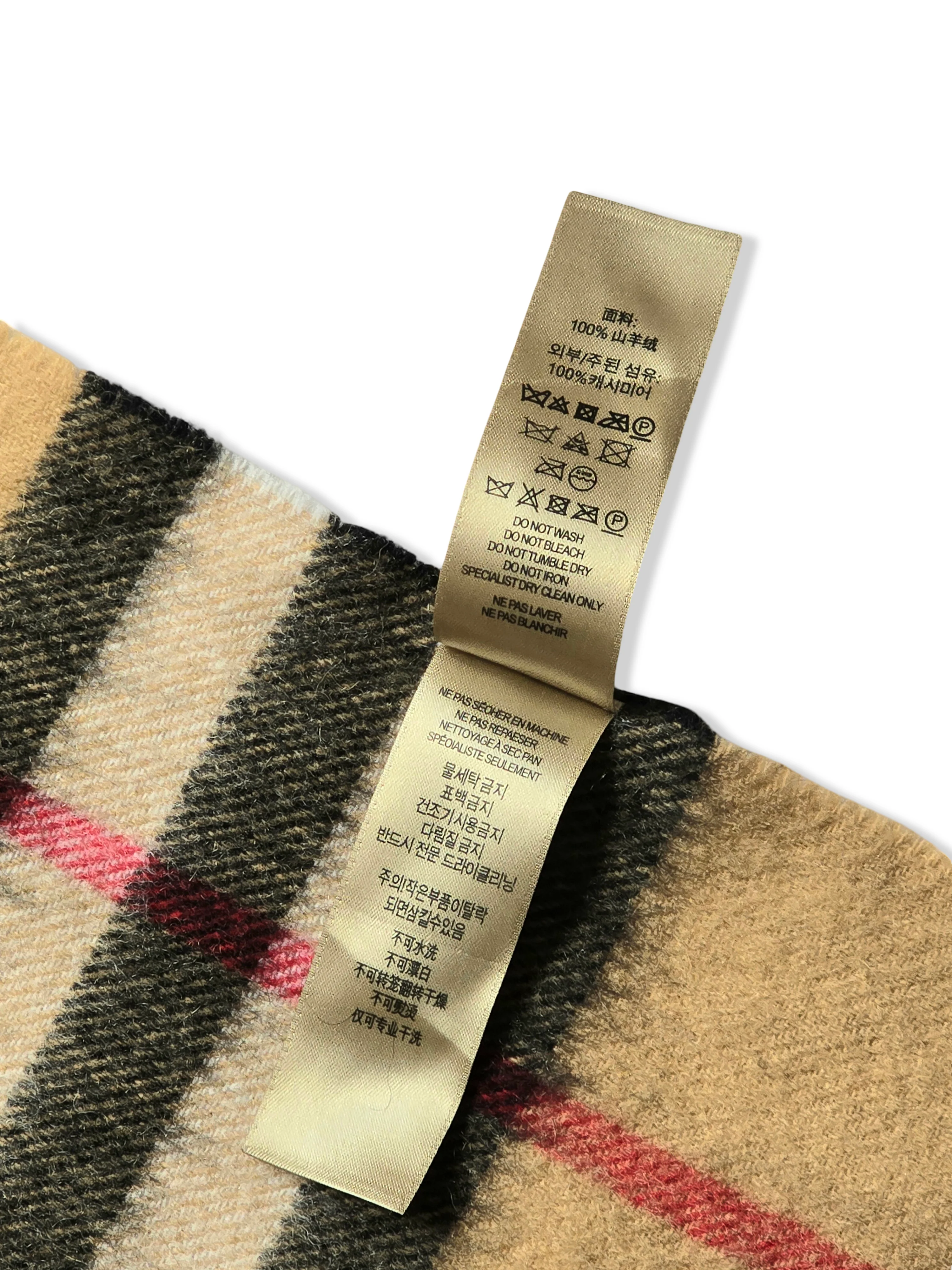 Vintage Burberry Cashmere Classic Beige Scarf - Image 5