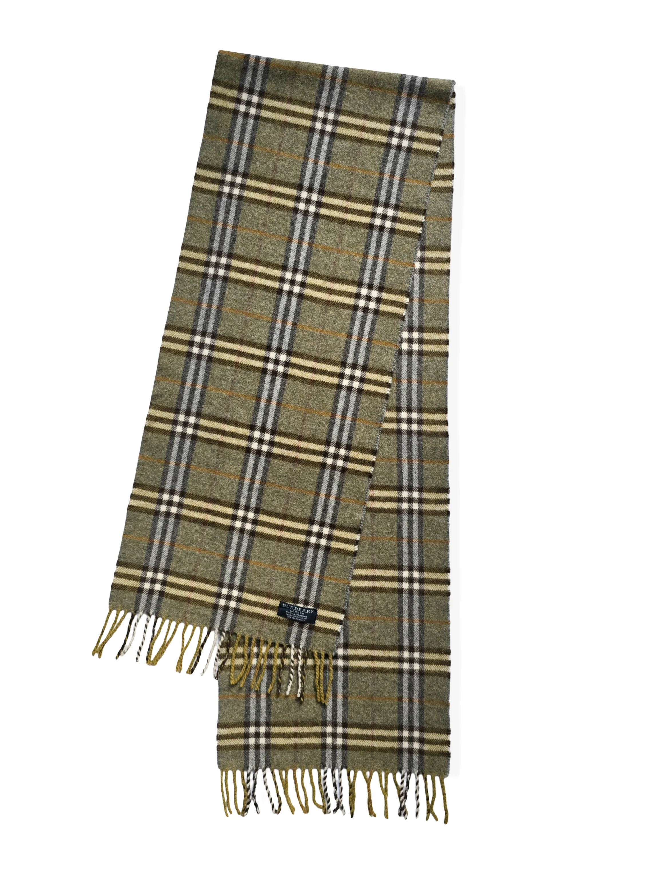 Vintage Burberry Lambswool Green Checked Scarf - Image 2