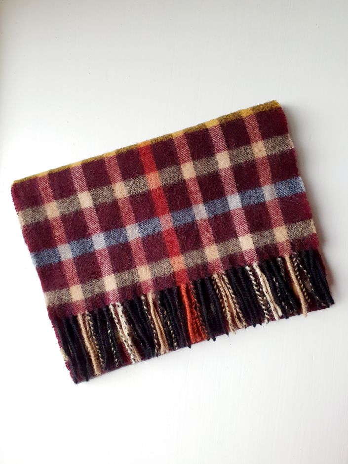 Vintage Burgundy Checked Scarf - Image 2