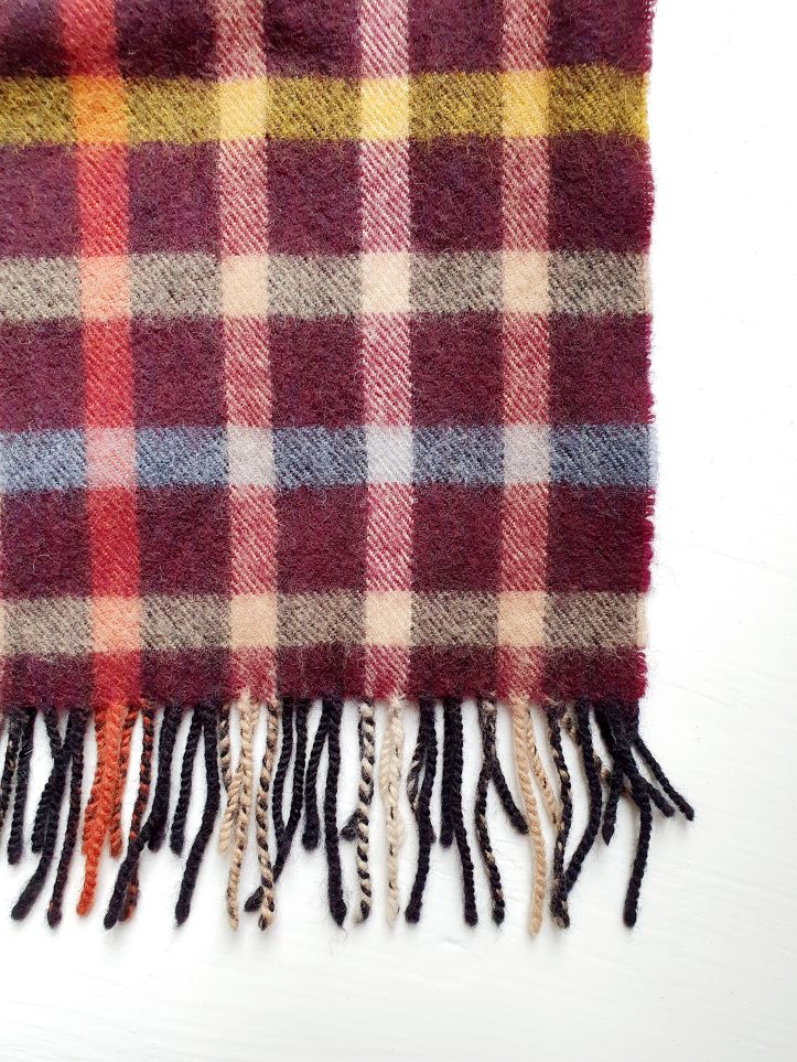 Vintage Burgundy Checked Scarf - Image 3