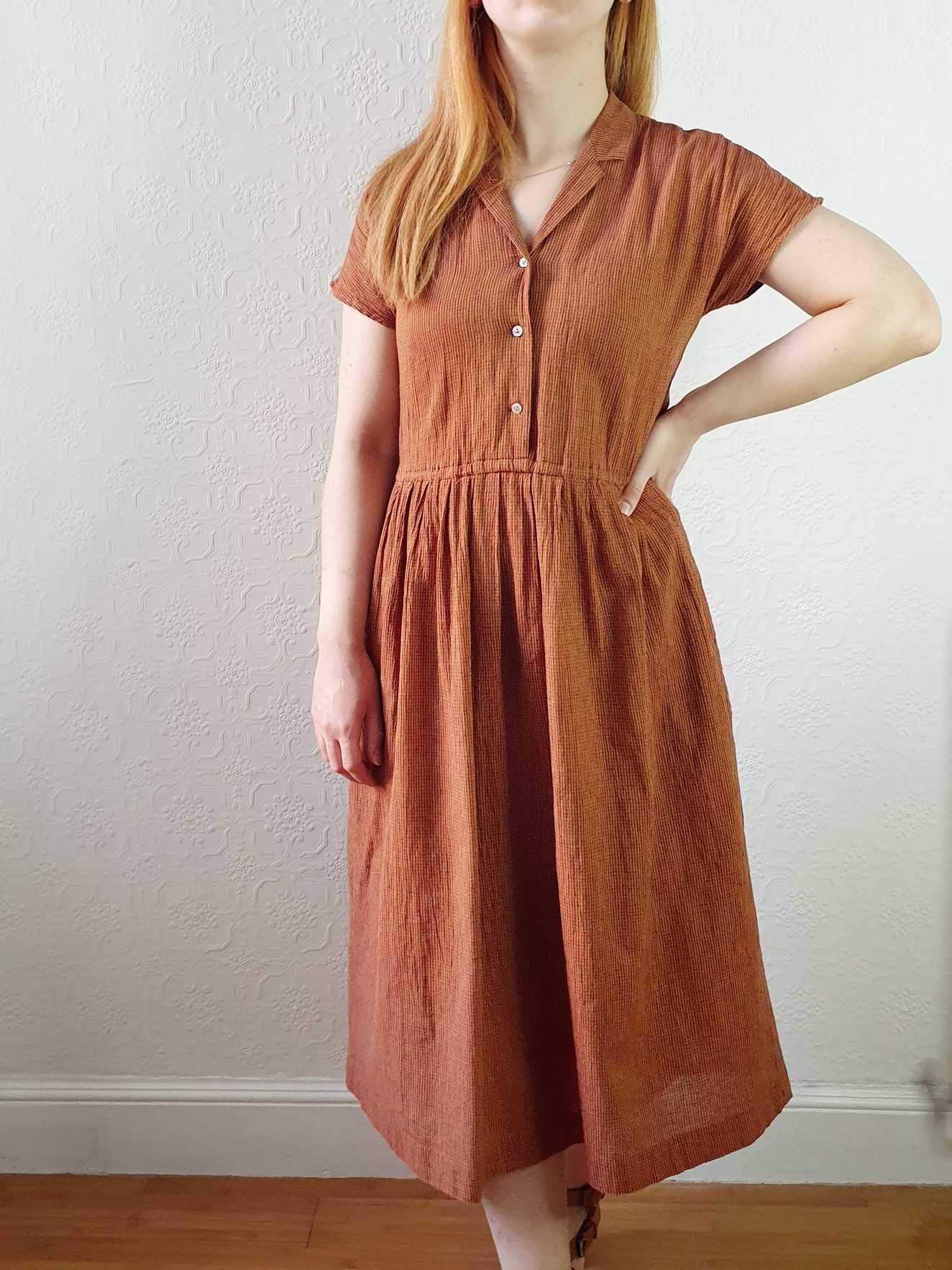 Vintage Burnt Orange Shirt Dress - S - Image 10