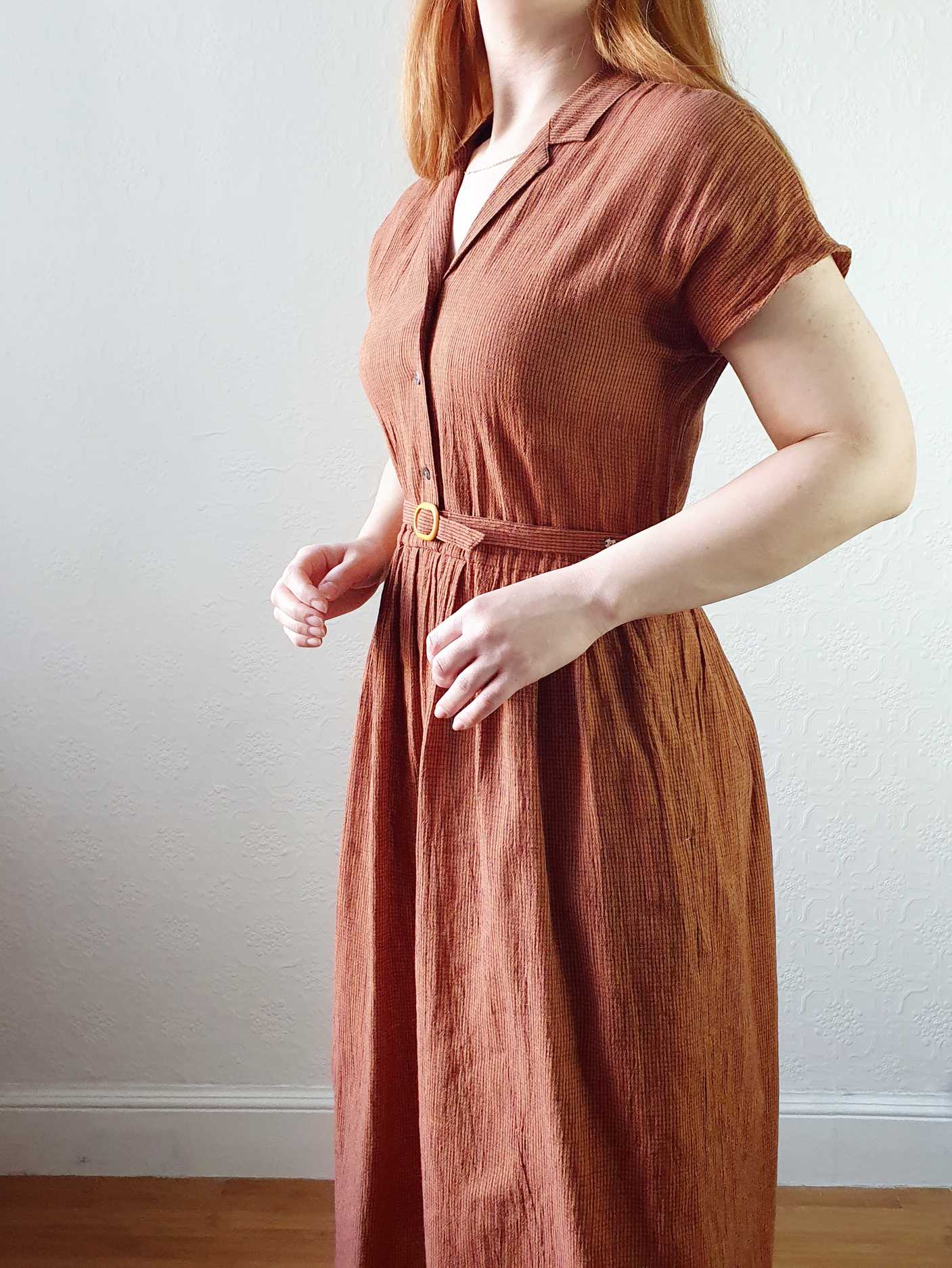 Vintage Burnt Orange Shirt Dress - S - Image 5