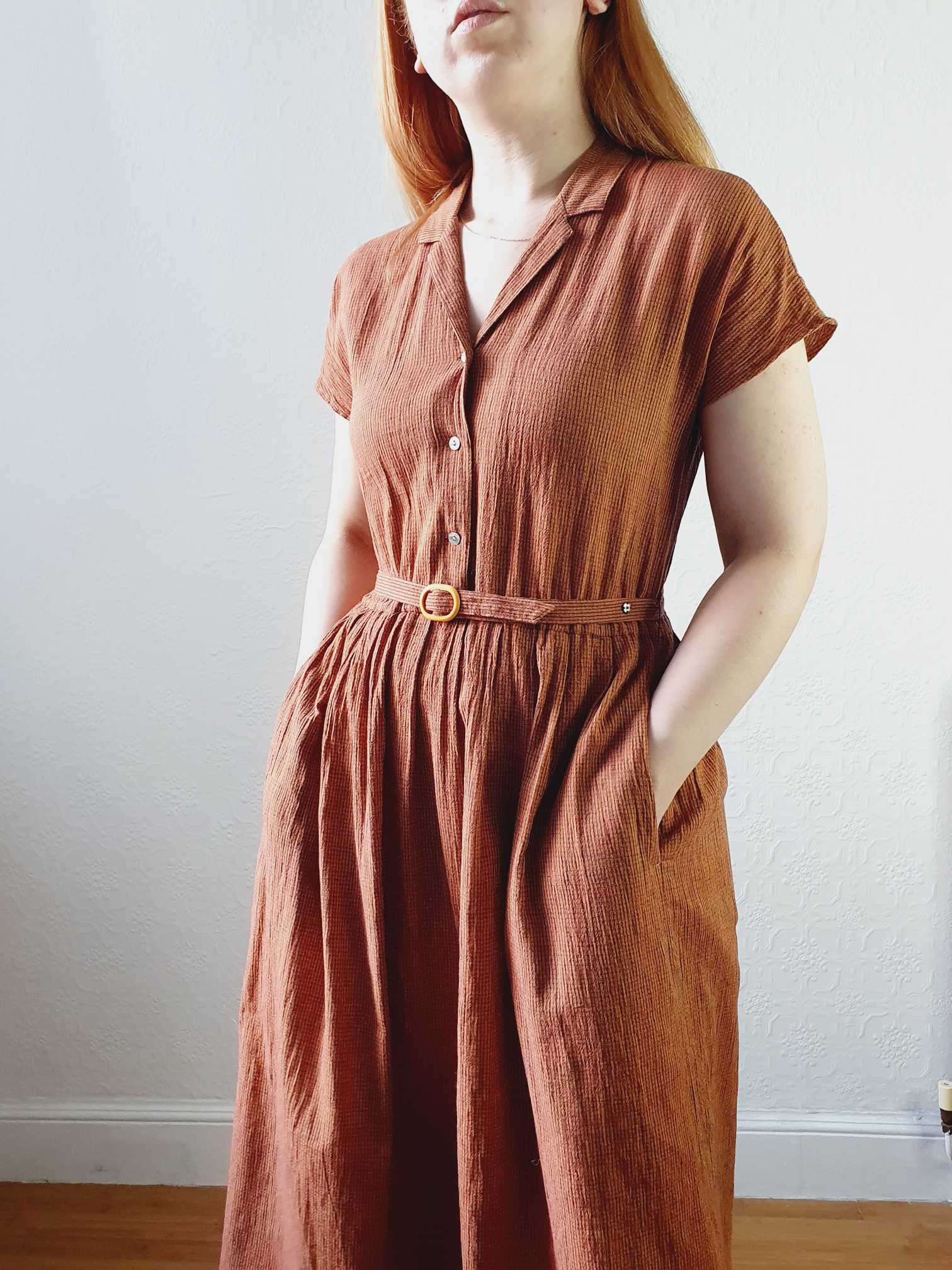 Vintage Burnt Orange Shirt Dress - S - Image 6