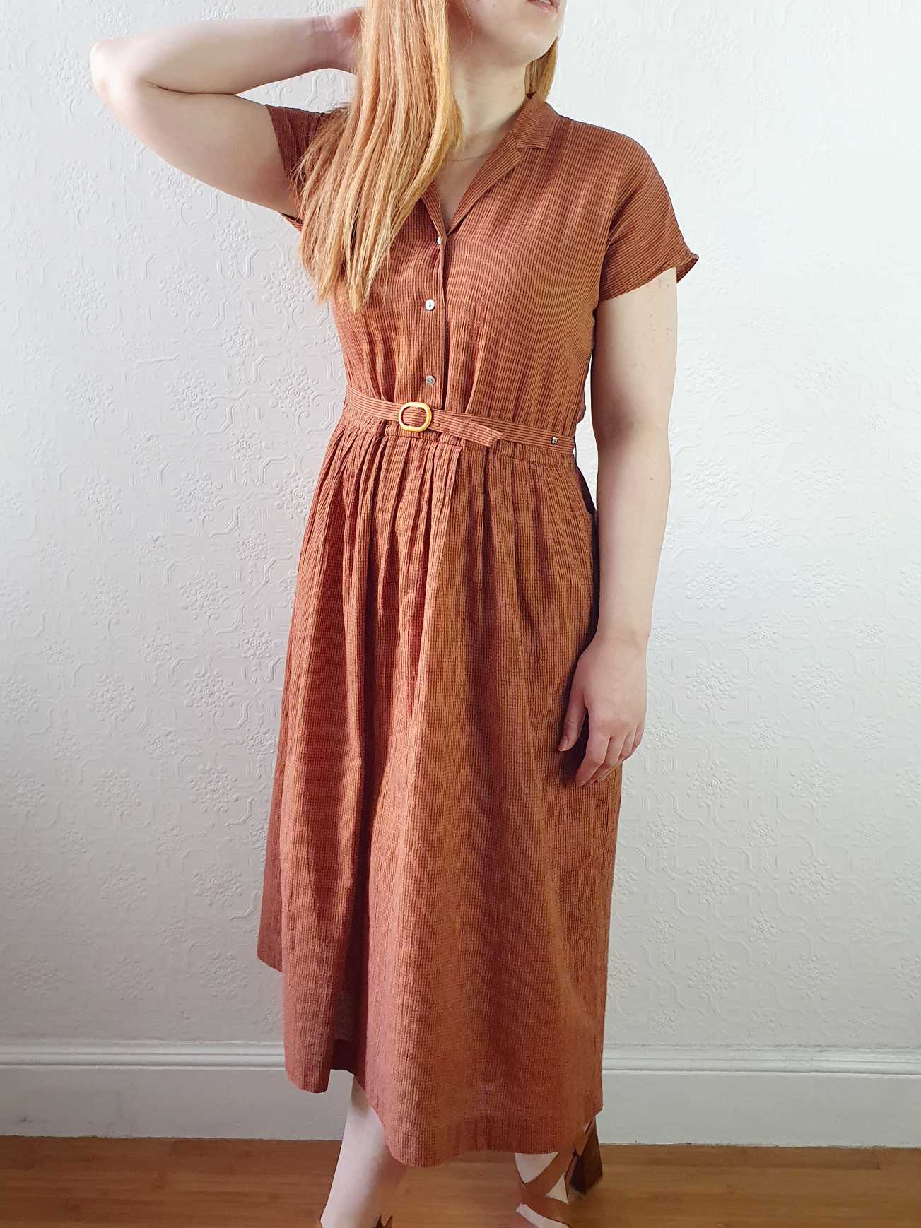 Vintage Burnt Orange Shirt Dress - S - Image 9