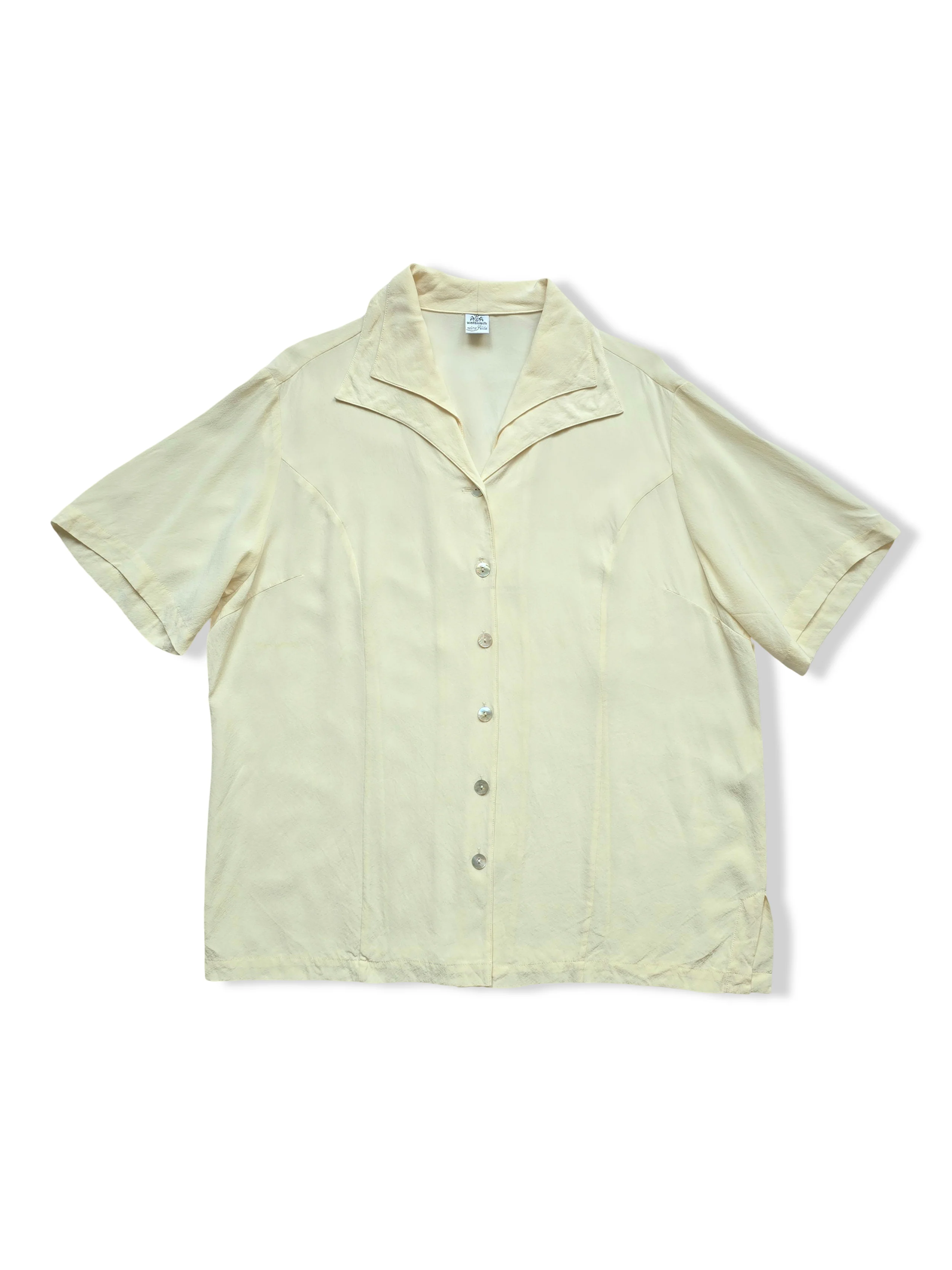 Vintage Button Up Cream Silk Blouse - XL