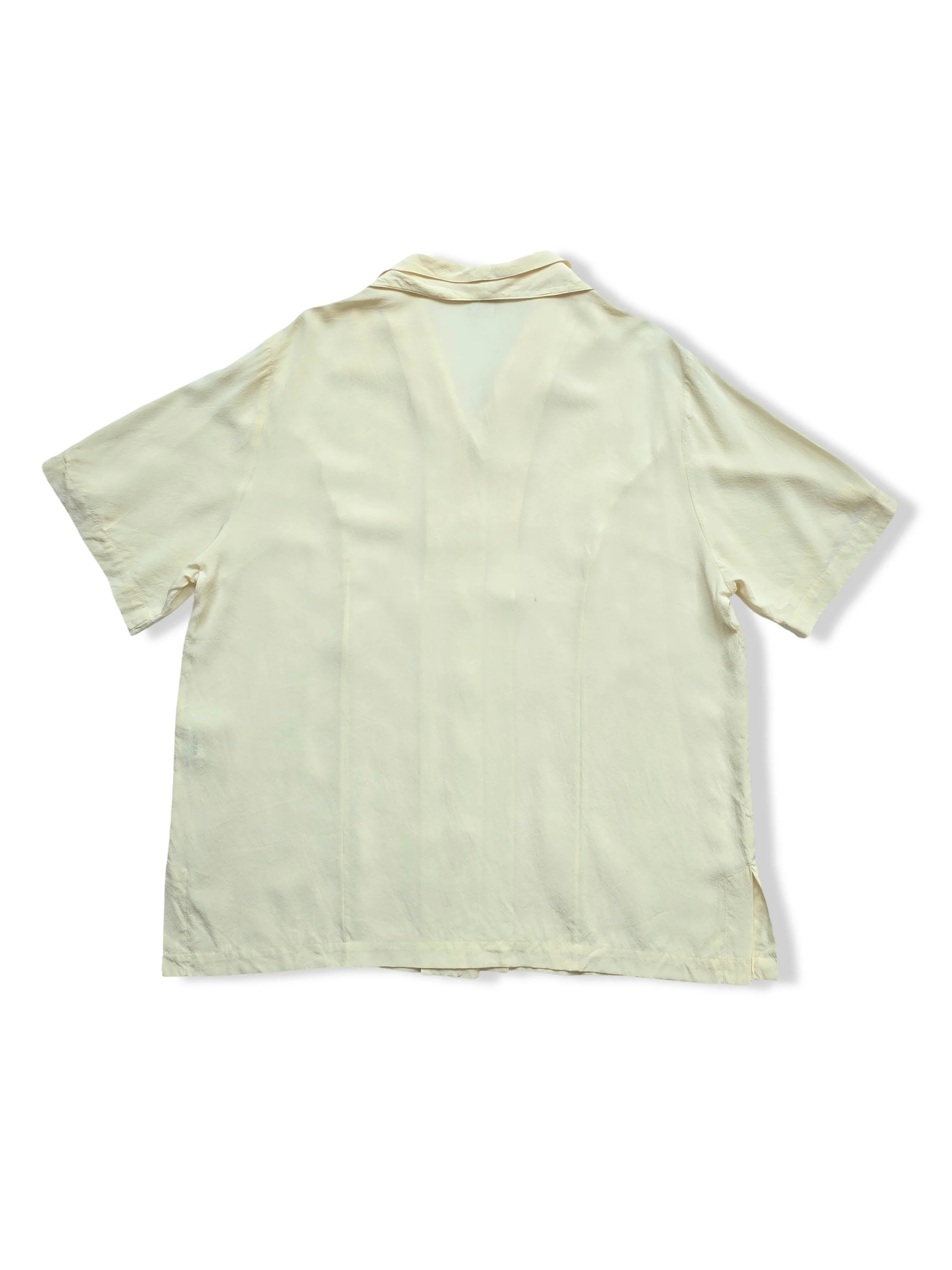 Vintage Button Up Cream Silk Blouse - XL - Image 3