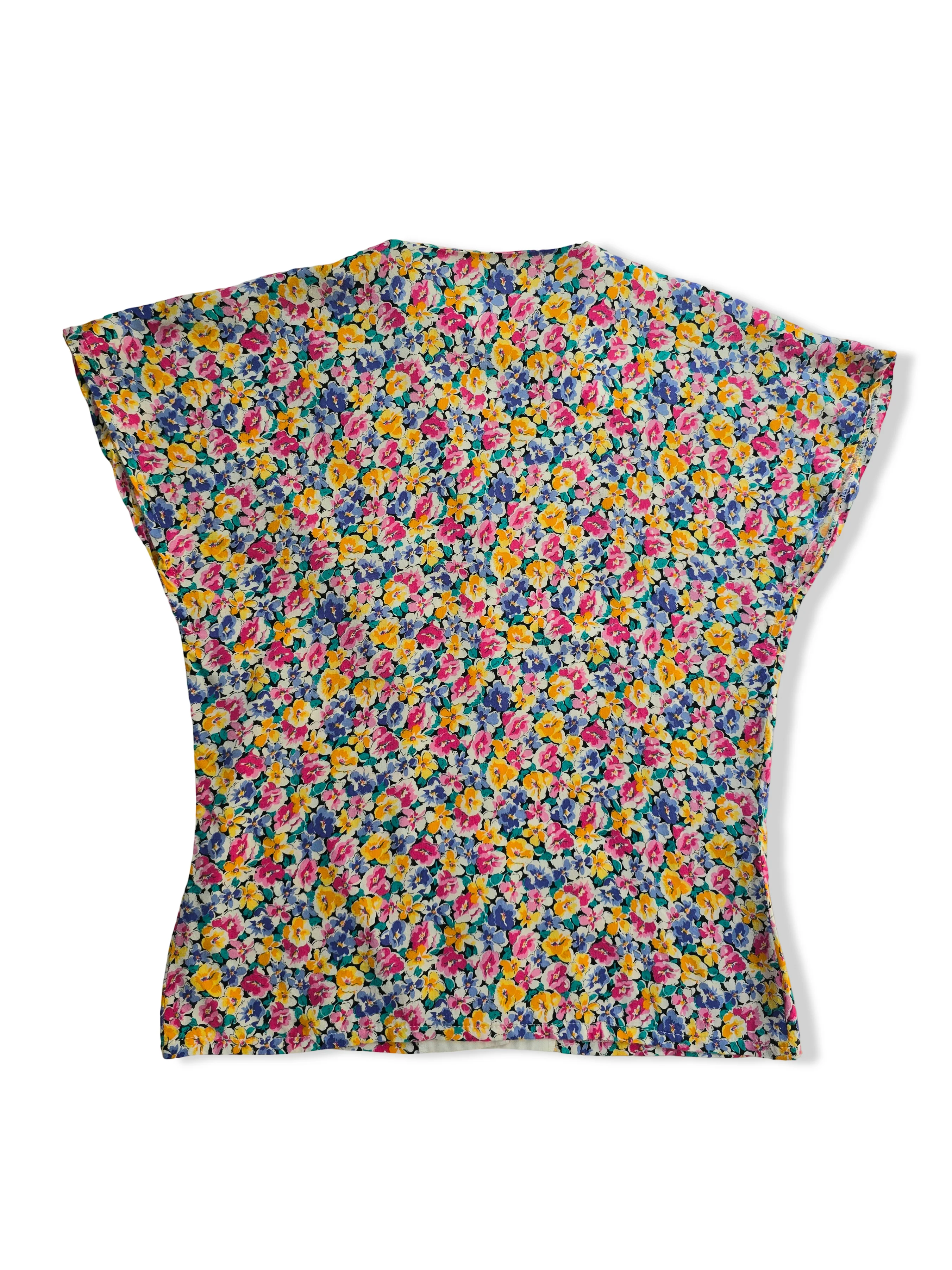 Vintage Button Up Floral Print Blouse - S - Image 3