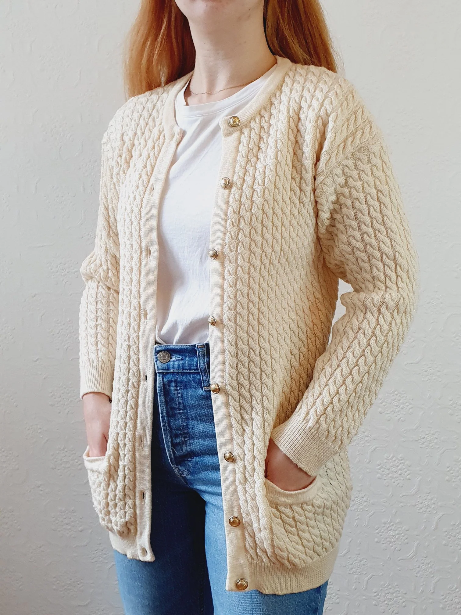 Vintage Cable Knit Cardigan - S/M