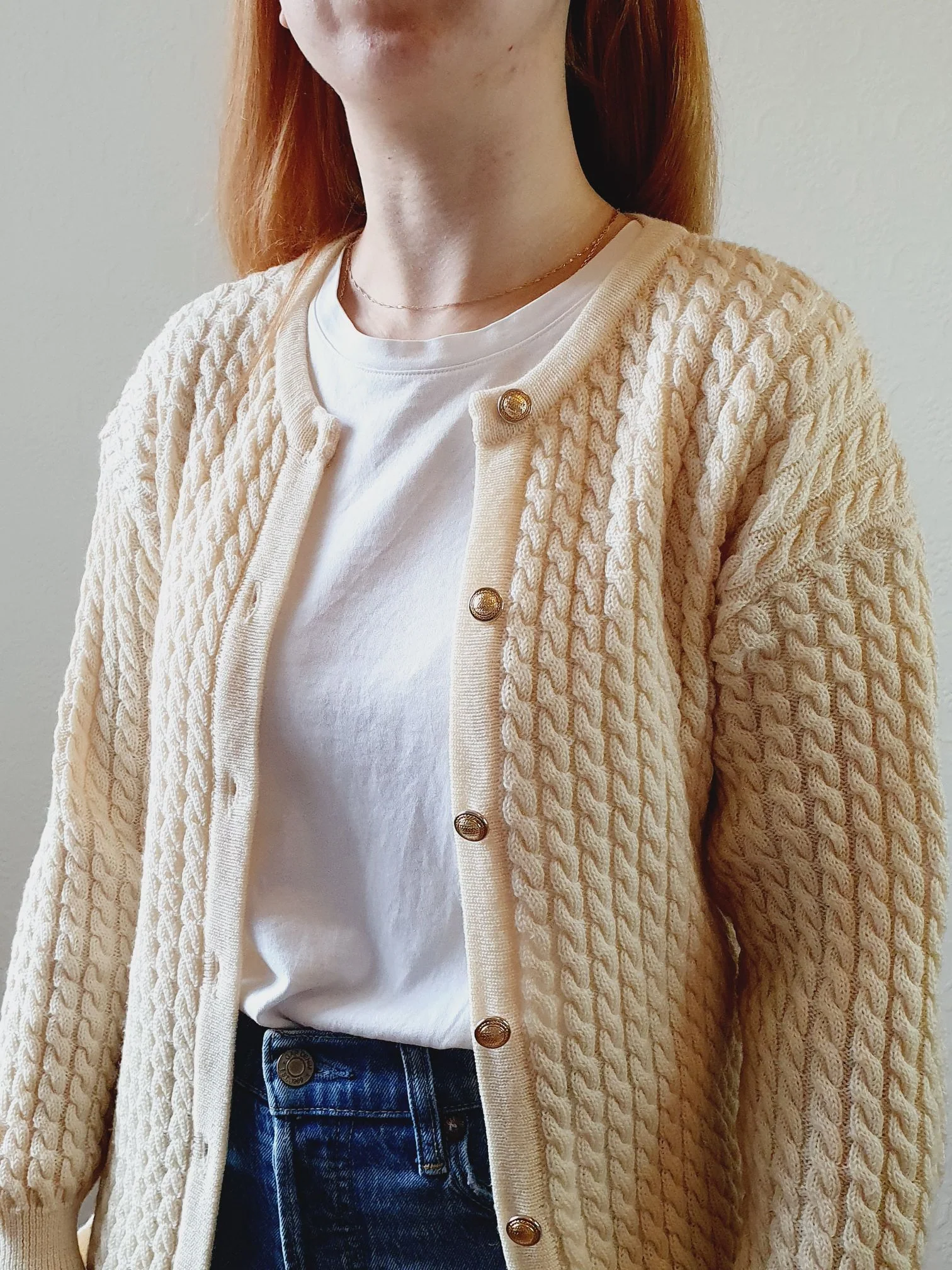 Vintage Cable Knit Cardigan - S/M - Image 6