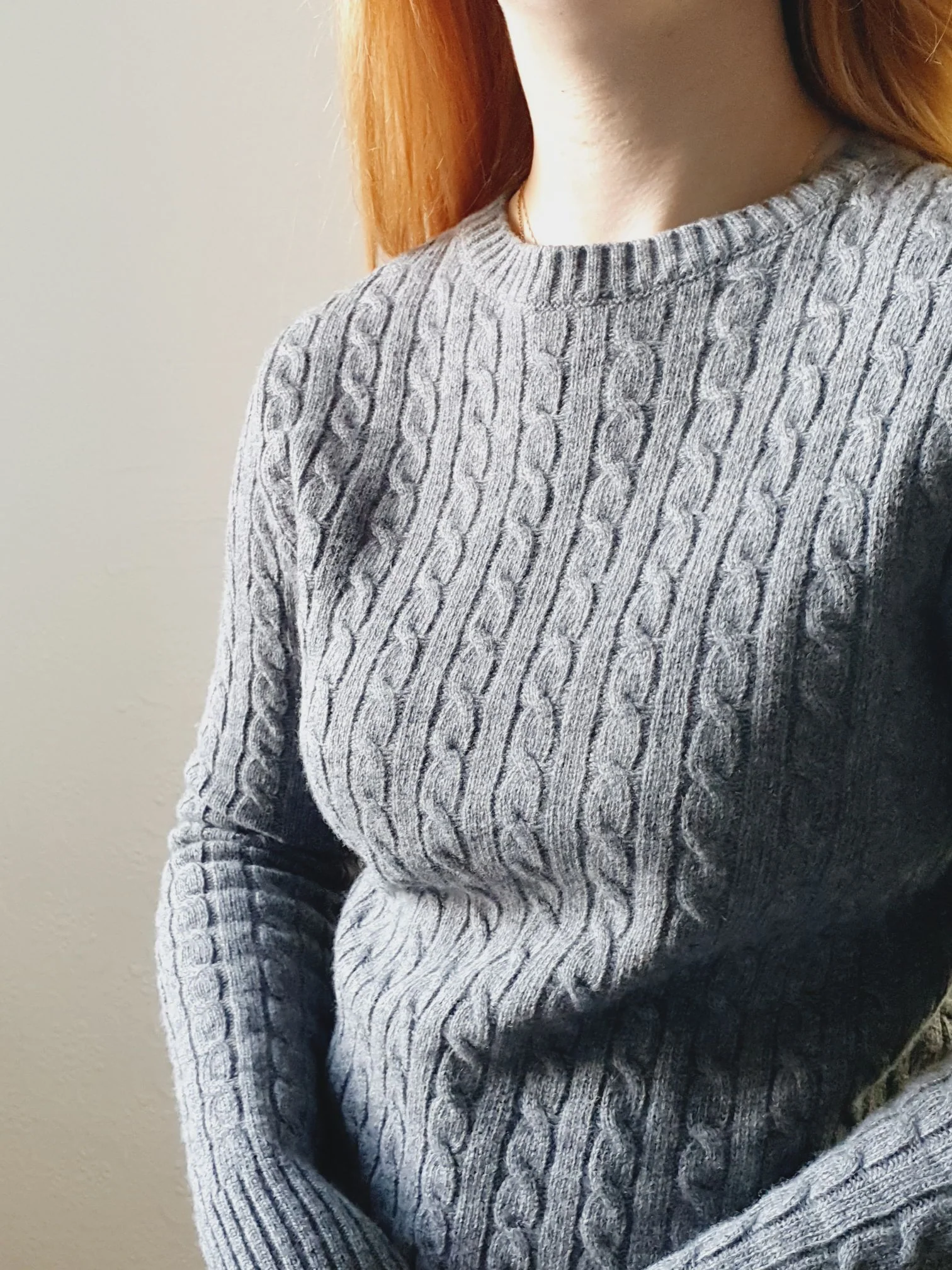 Vintage Cable Knit Grey Jumper - XS - Image 3