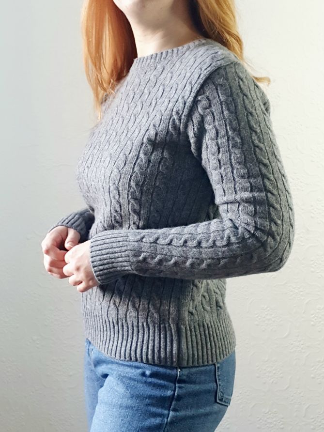 Vintage Cable Knit Grey Jumper - XS - Image 4