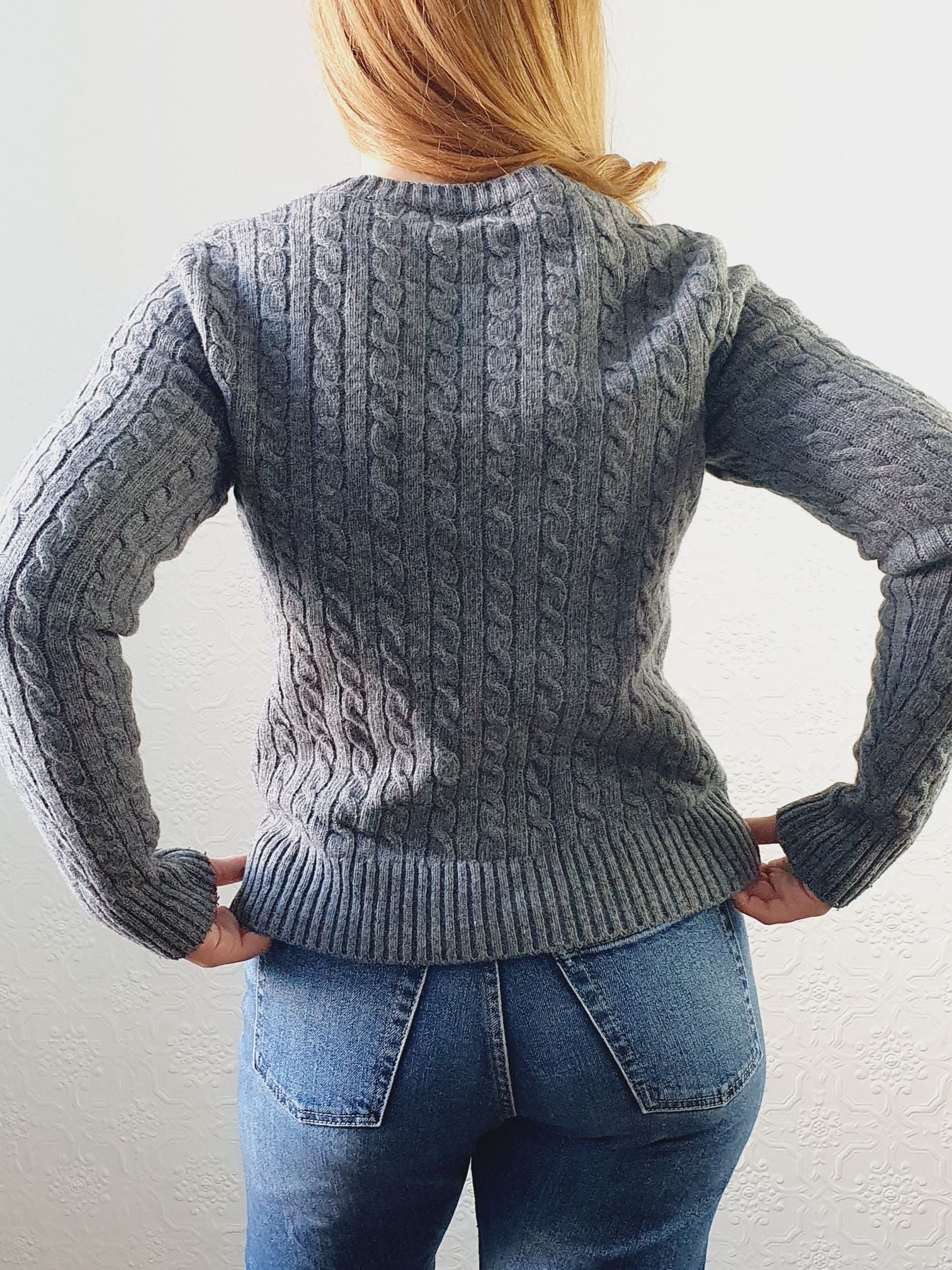 Vintage Cable Knit Grey Jumper - XS - Image 5