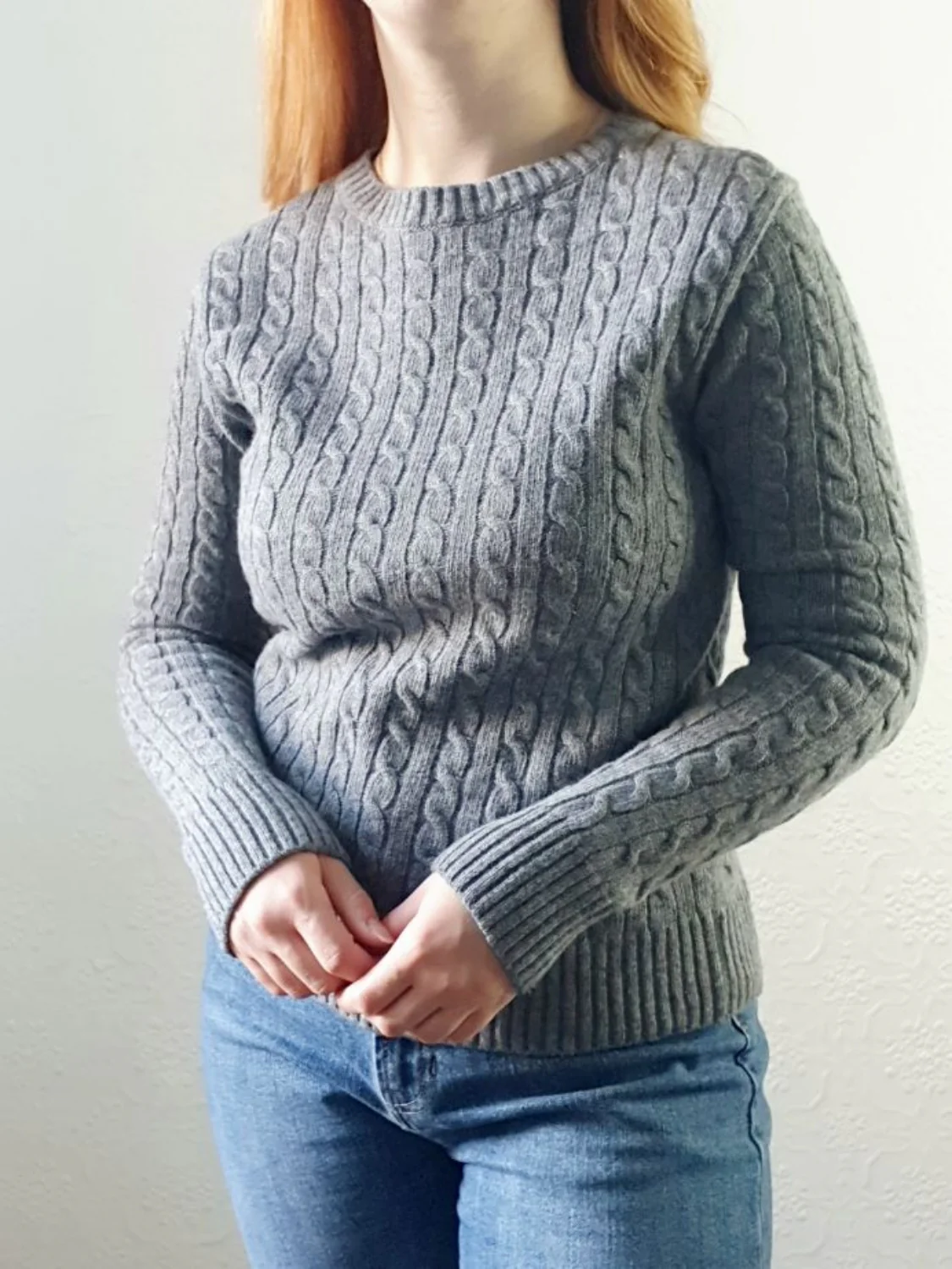 Vintage Cable Knit Grey Jumper - XS - Image 7