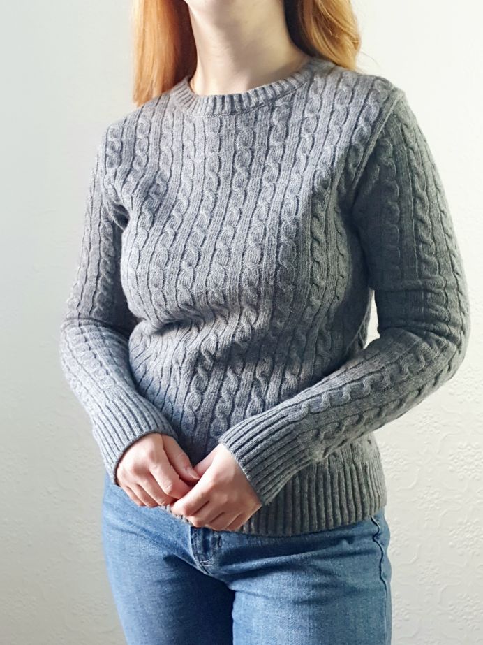 Vintage Cable Knit Grey Jumper - XS - Image 8