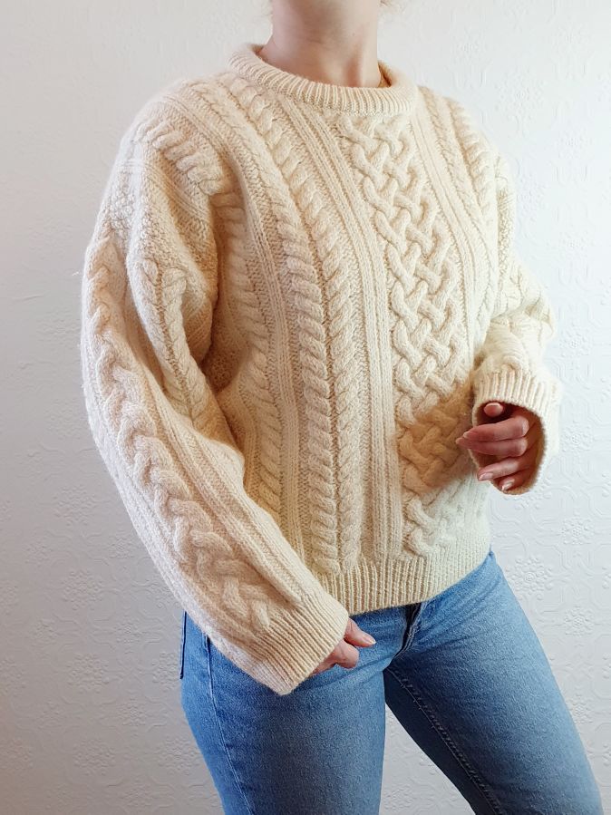 Vintage Celtic Knot Arran Jumper - L - Image 4