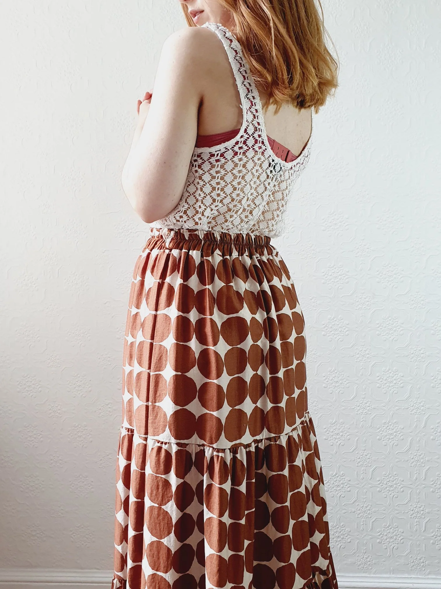 Vintage Circle Print Tiered Skirt - S/M - Image 2