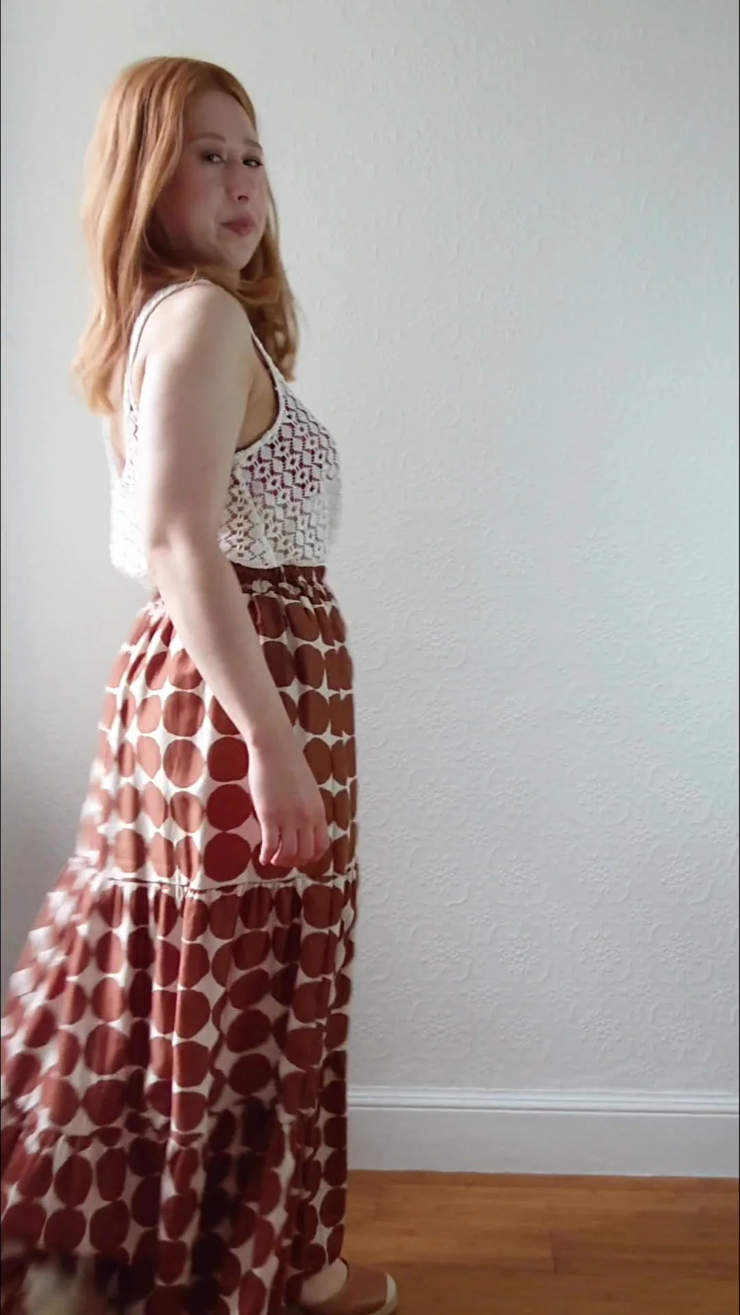 Vintage Circle Print Tiered Skirt - S/M - Image 6
