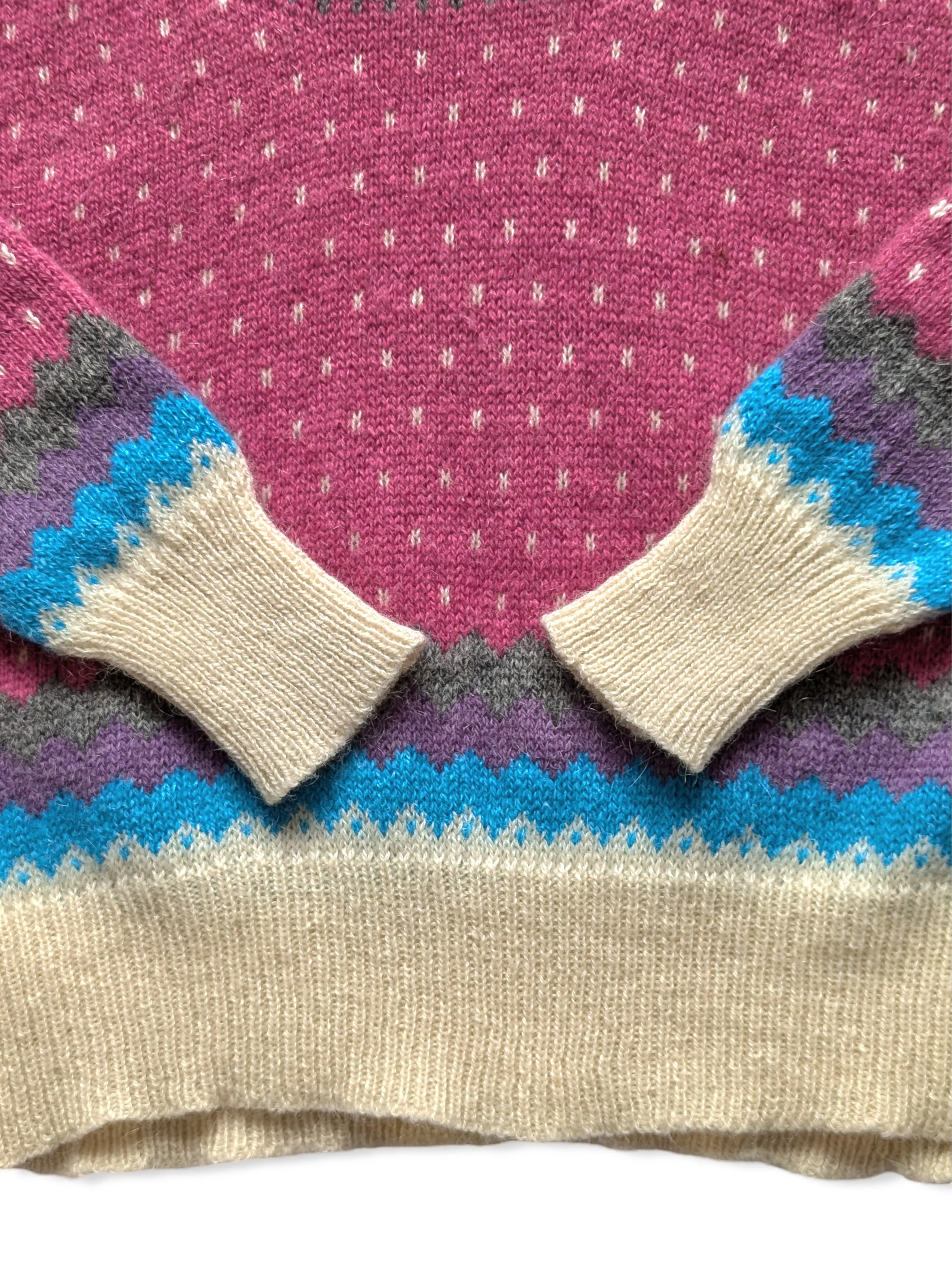 Vintage Colourful Pure Wool Fair Isle Knit Jumper - L - Image 3