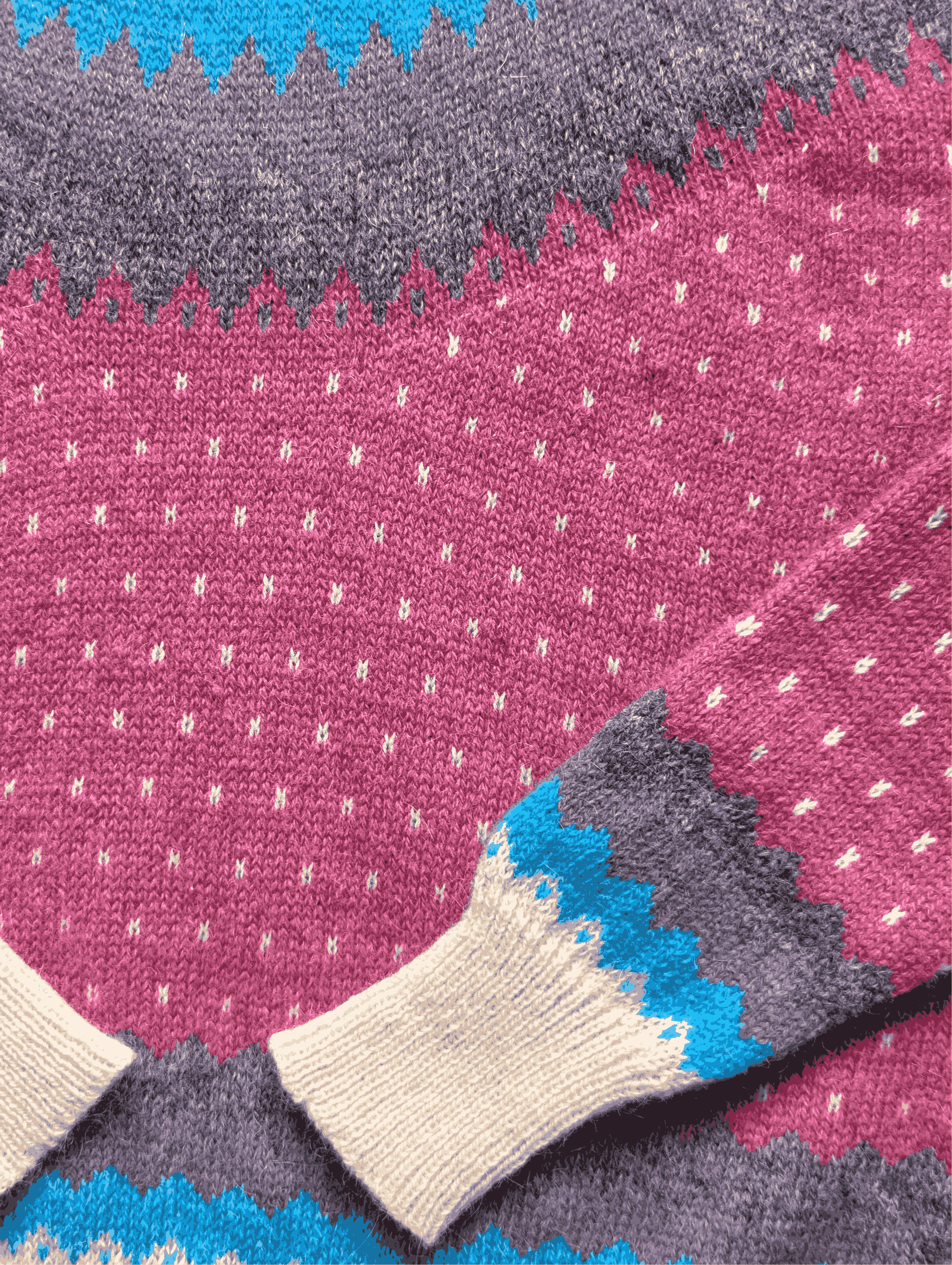 Vintage Colourful Pure Wool Fair Isle Knit Jumper - L - Image 5