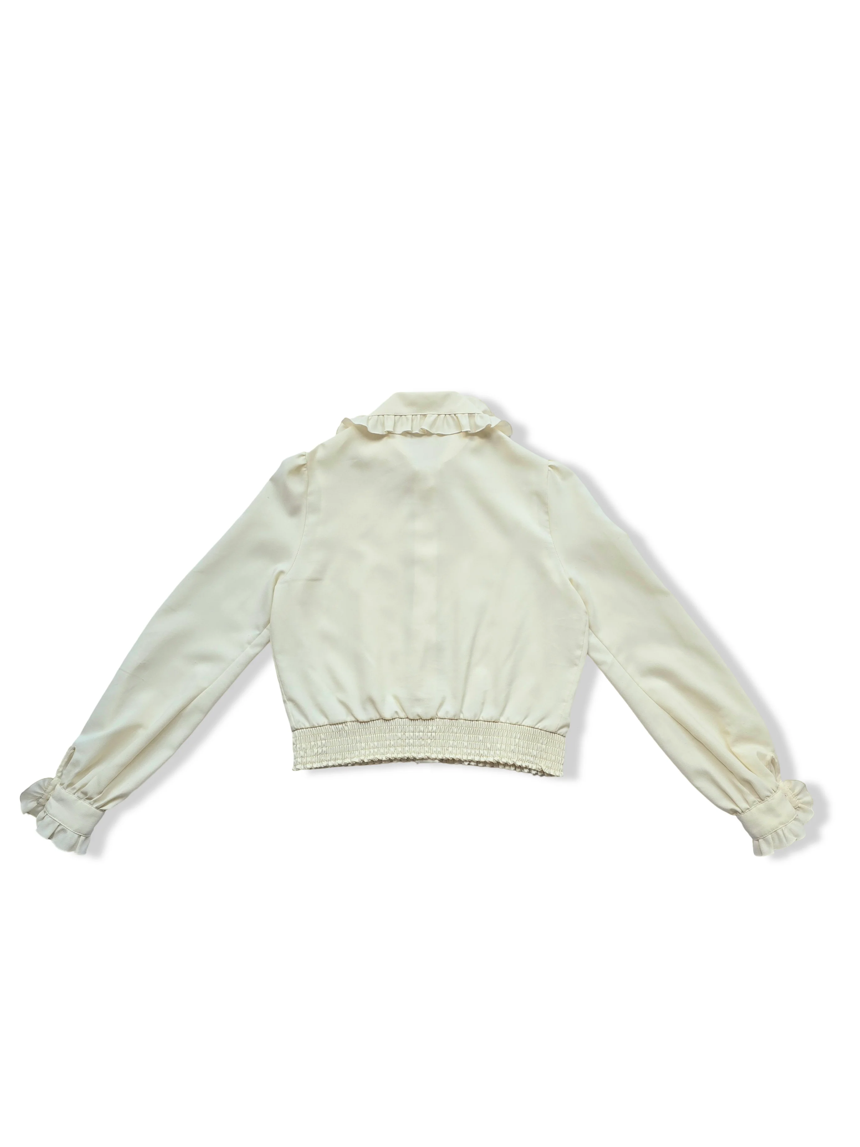 Vintage Cream Button Up Frilly Statement Collar Blouse - S - Image 2