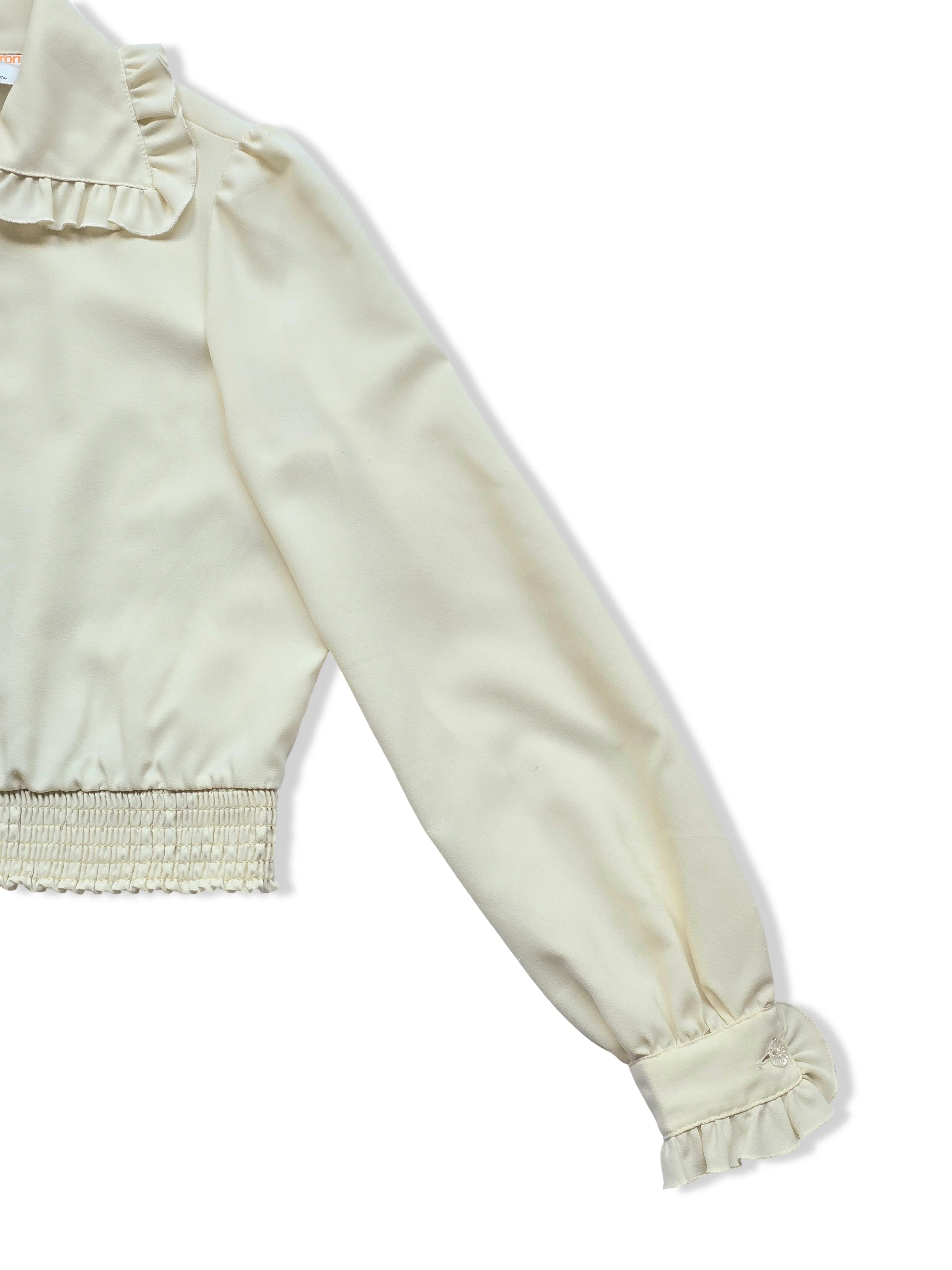 Vintage Cream Button Up Frilly Statement Collar Blouse - S - Image 4