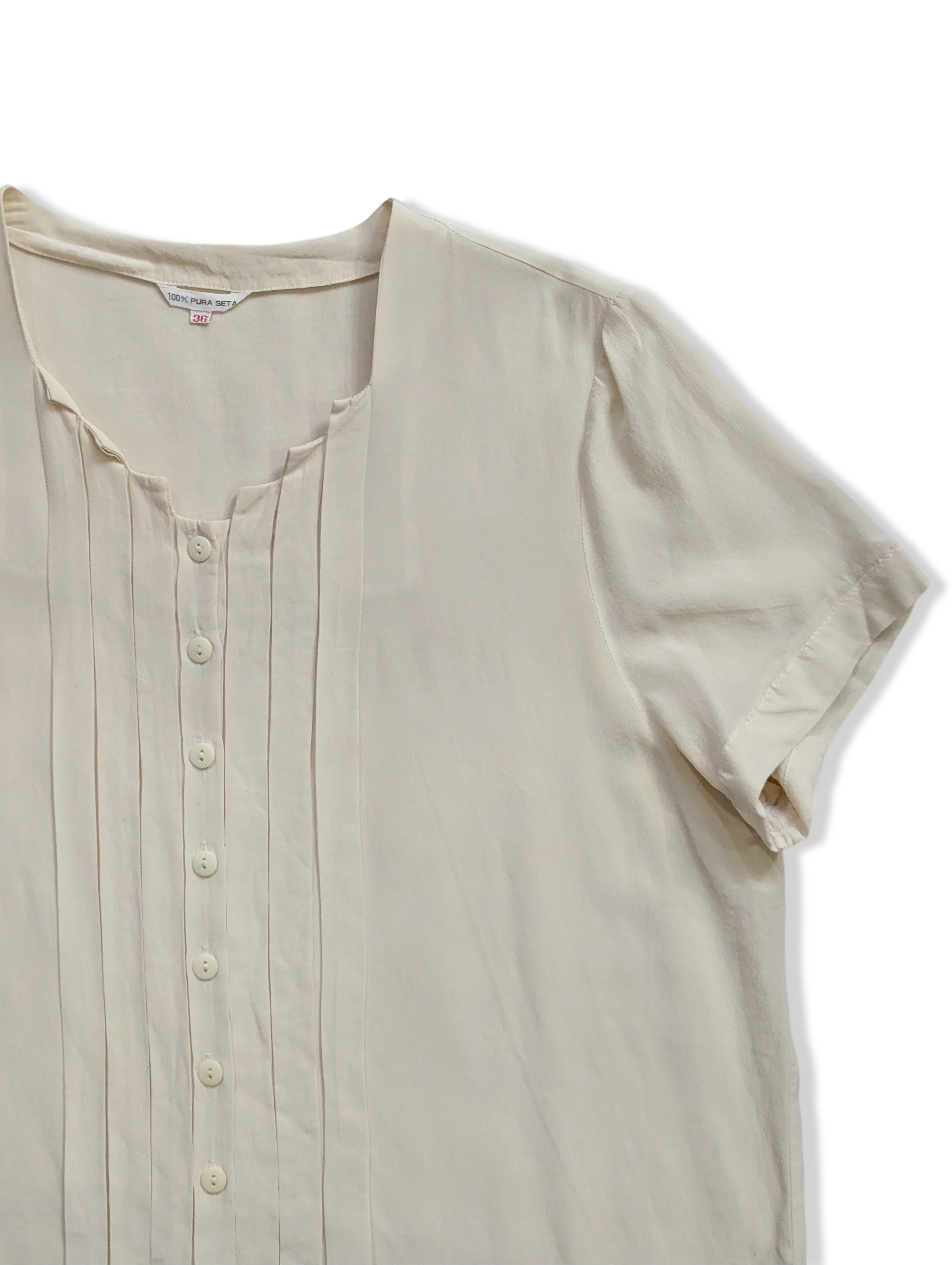 Vintage Cream Button Up Silk Blouse - S - Image 3