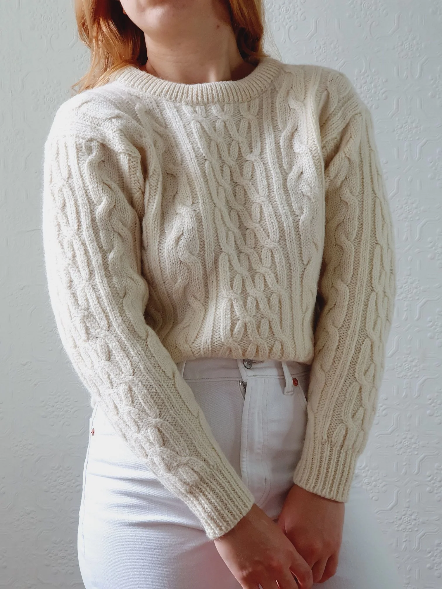 Vintage Cream Cable Knit Aran Jumper - XS - Image 10