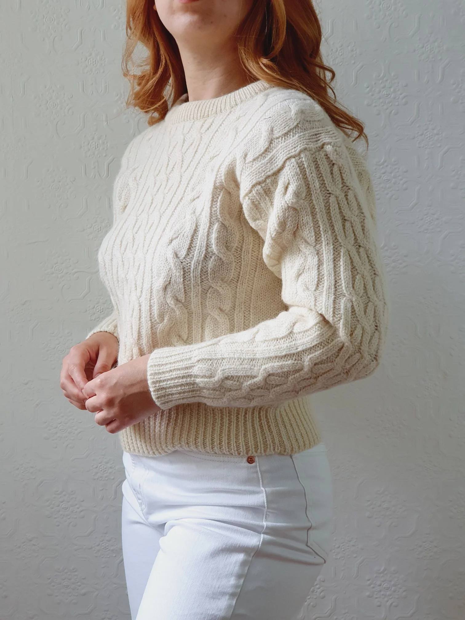 Vintage Cream Cable Knit Aran Jumper - XS - Image 5