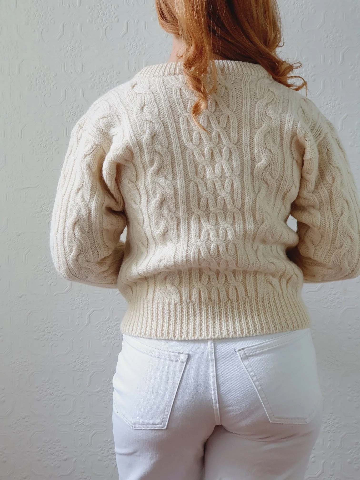 Vintage Cream Cable Knit Aran Jumper - XS - Image 6