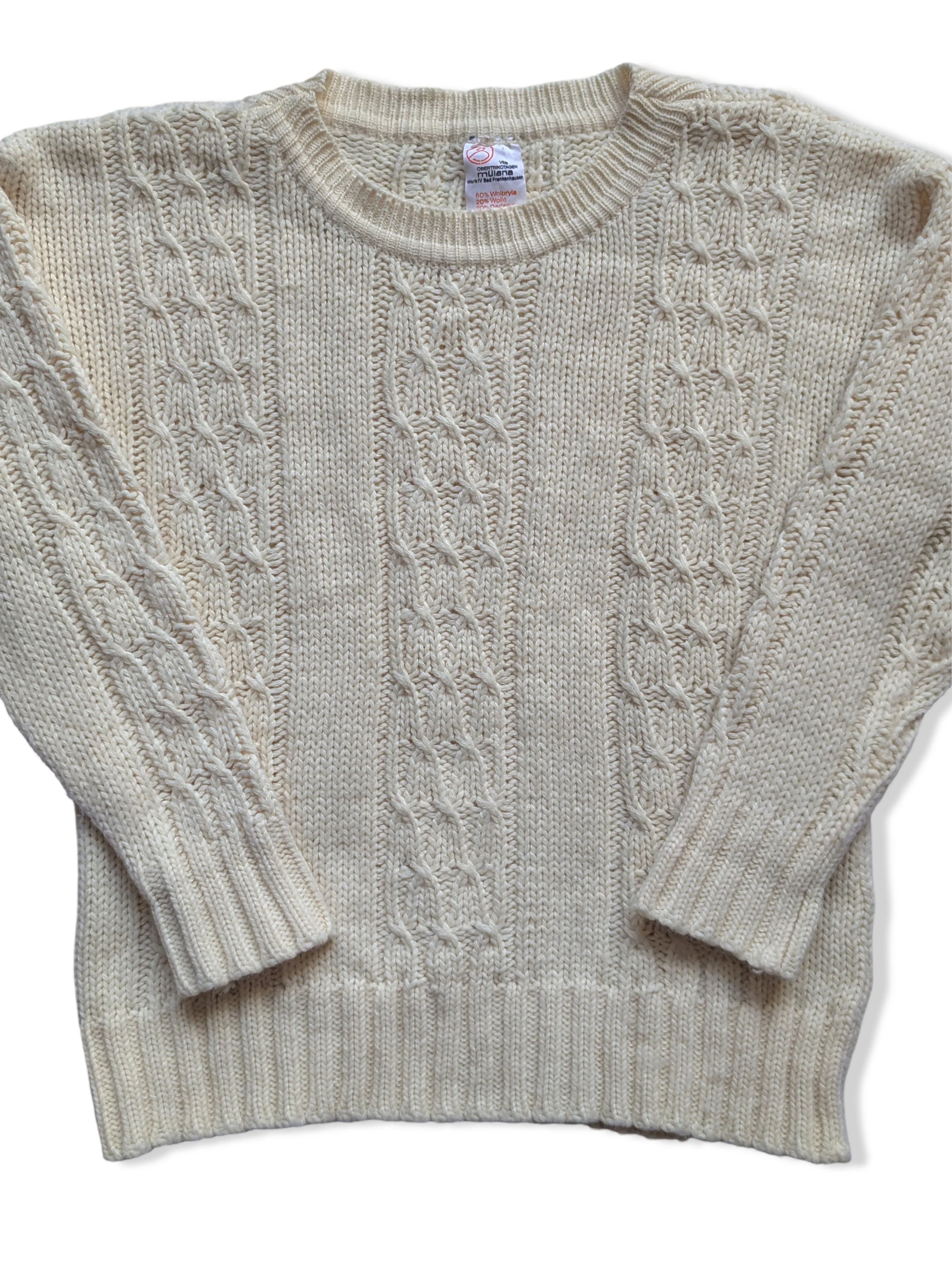 Vintage 70s Cream Cable Knit Jumper - L - Image 3