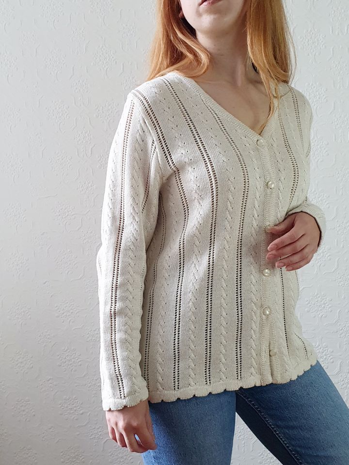 Vintage Cream Cardigan - M/L - Image 10