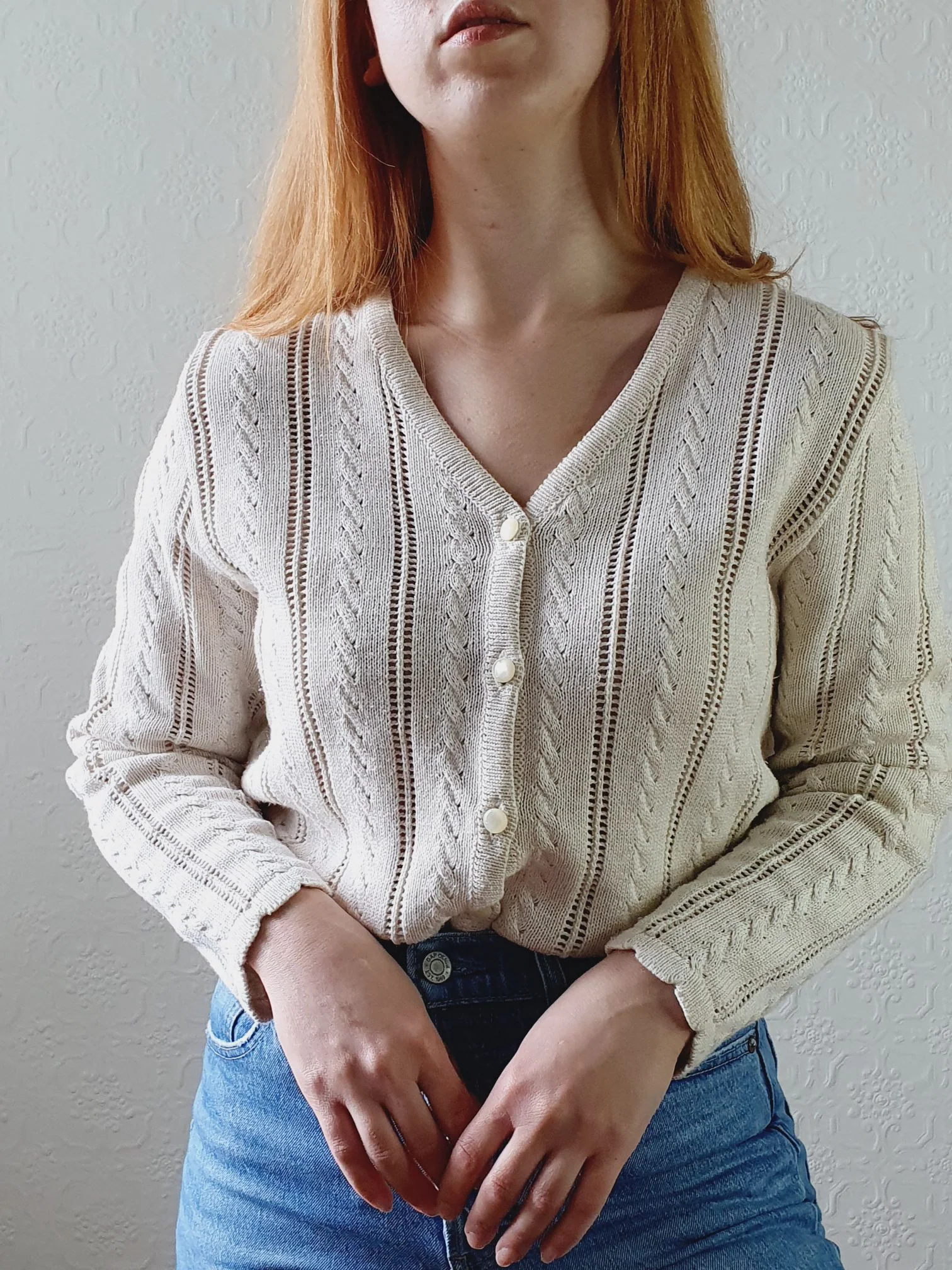Vintage Cream Cardigan - M/L - Image 13