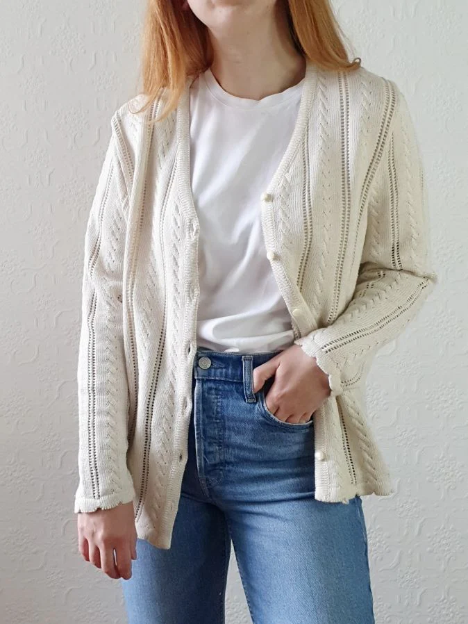 Vintage Cream Cardigan - M/L - Image 15