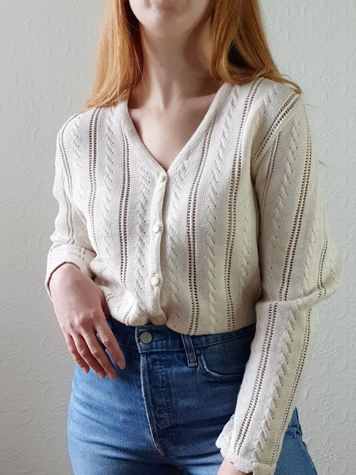 Vintage Cream Cardigan - M/L - Image 2