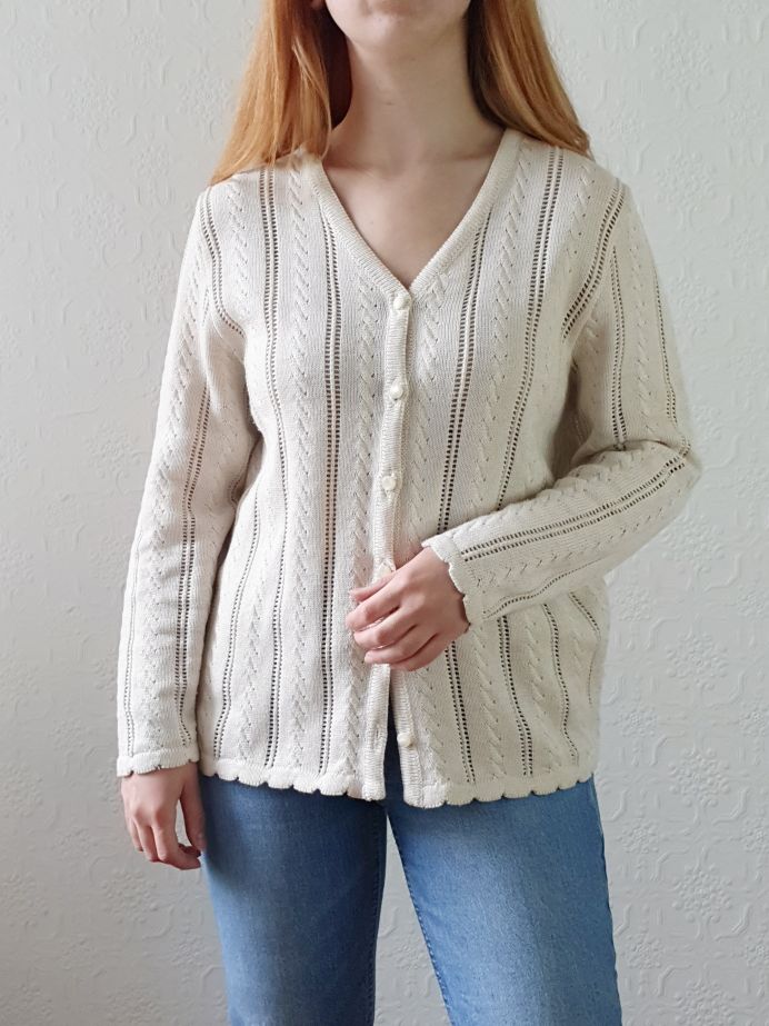Vintage Cream Cardigan - M/L - Image 4