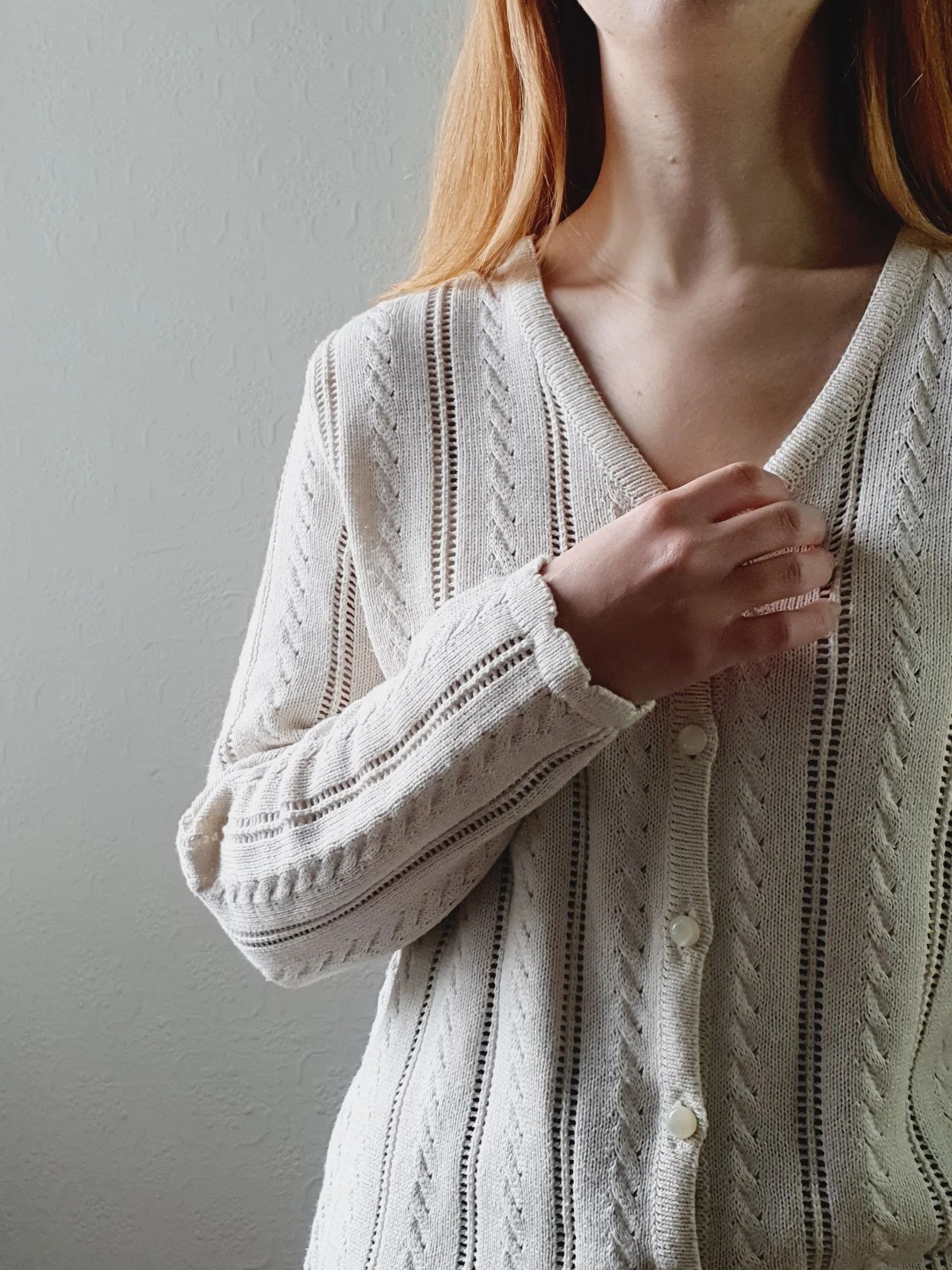 Vintage Cream Cardigan - M/L - Image 5