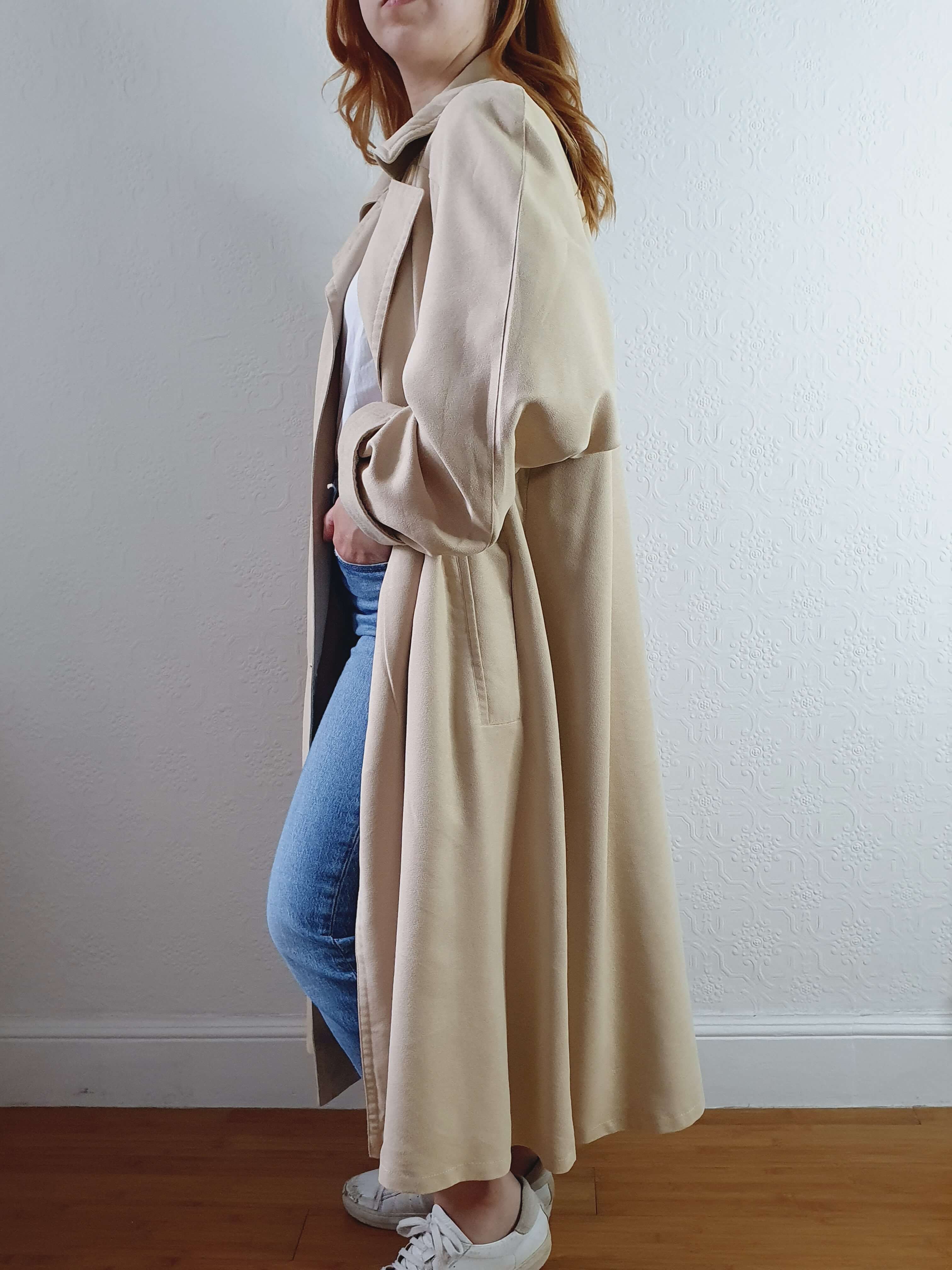 Vintage Cream Double Breasted Lightweight Trench Coat - XL - Image 2