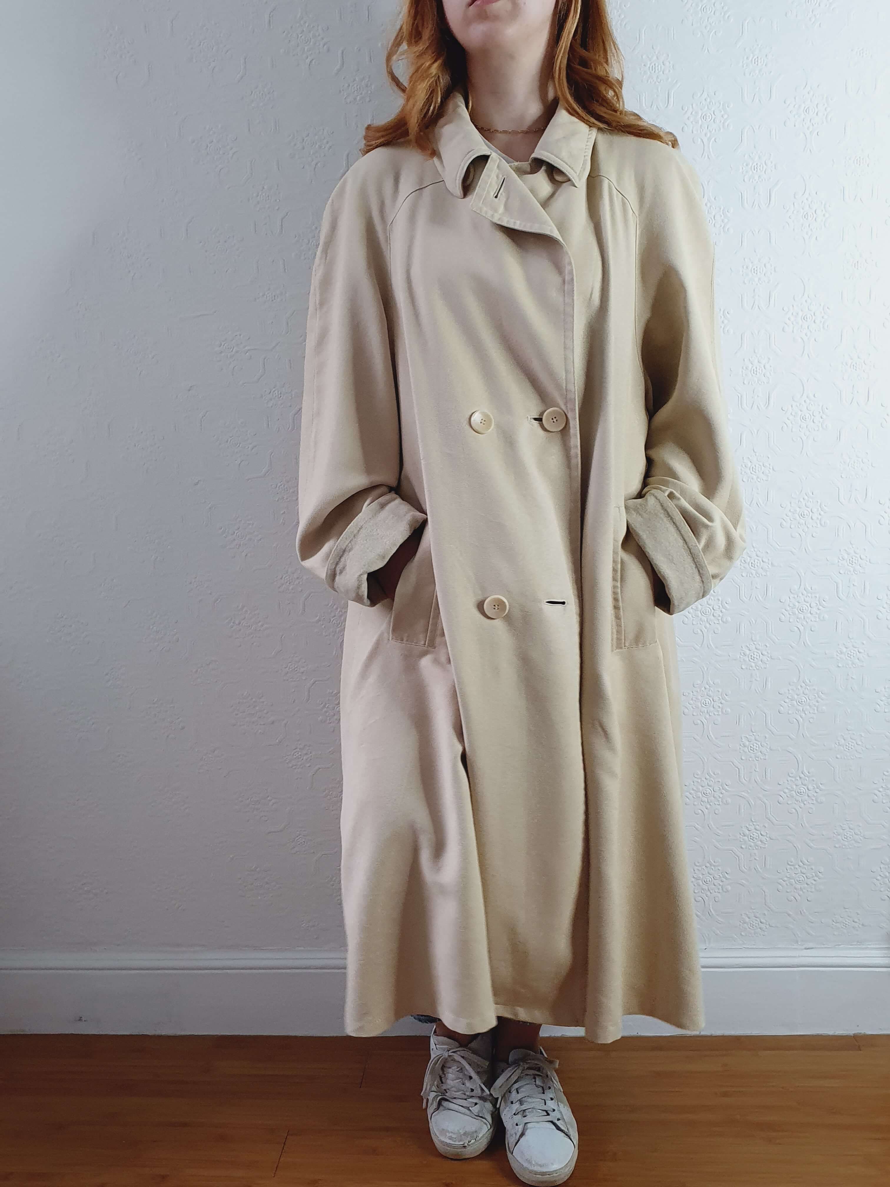 Vintage Cream Double Breasted Lightweight Trench Coat - XL - Image 4
