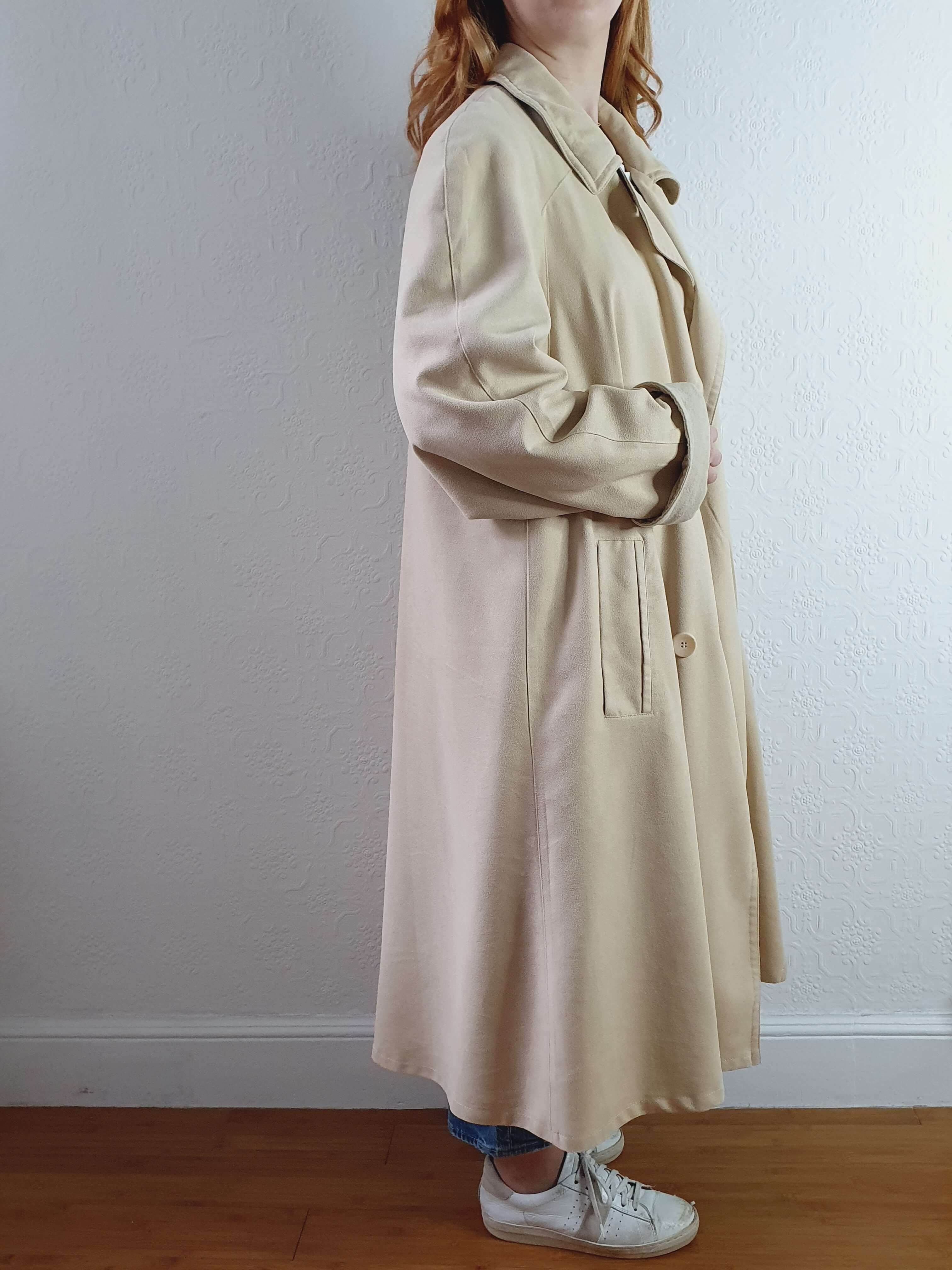 Vintage Cream Double Breasted Lightweight Trench Coat - XL - Image 6