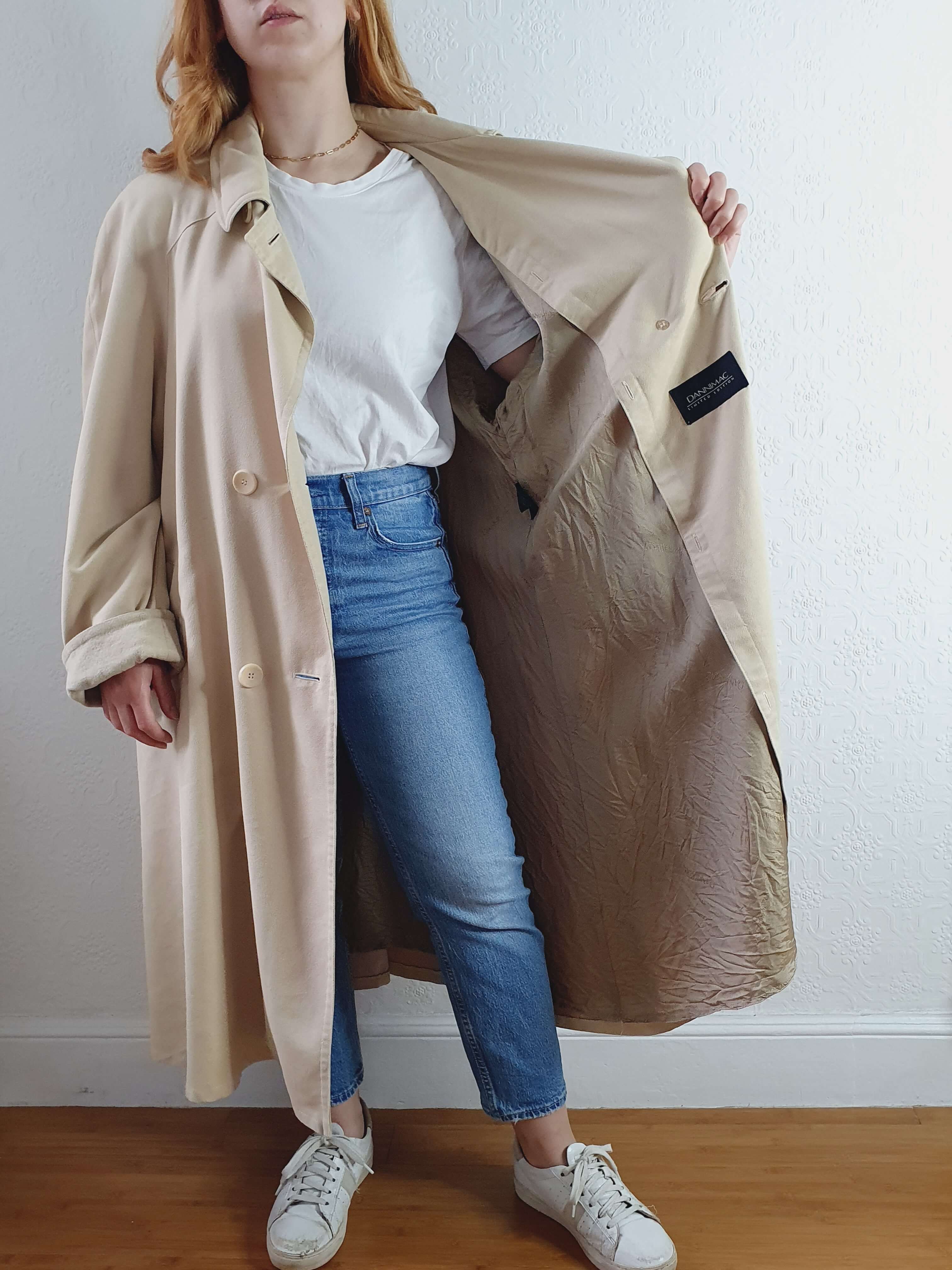 Vintage Cream Double Breasted Lightweight Trench Coat - XL - Image 8