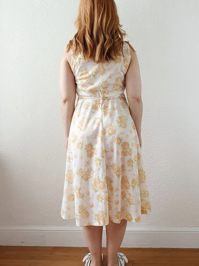 Vintage Cream Floral Sleeveless Dress - S/M - Image 7