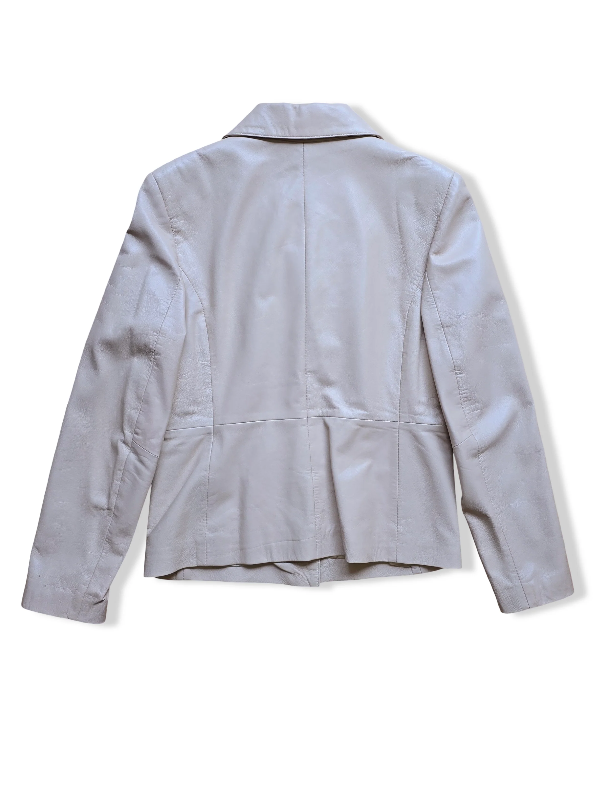 Vintage Cream Leather Blazer Jacket - S - Image 2